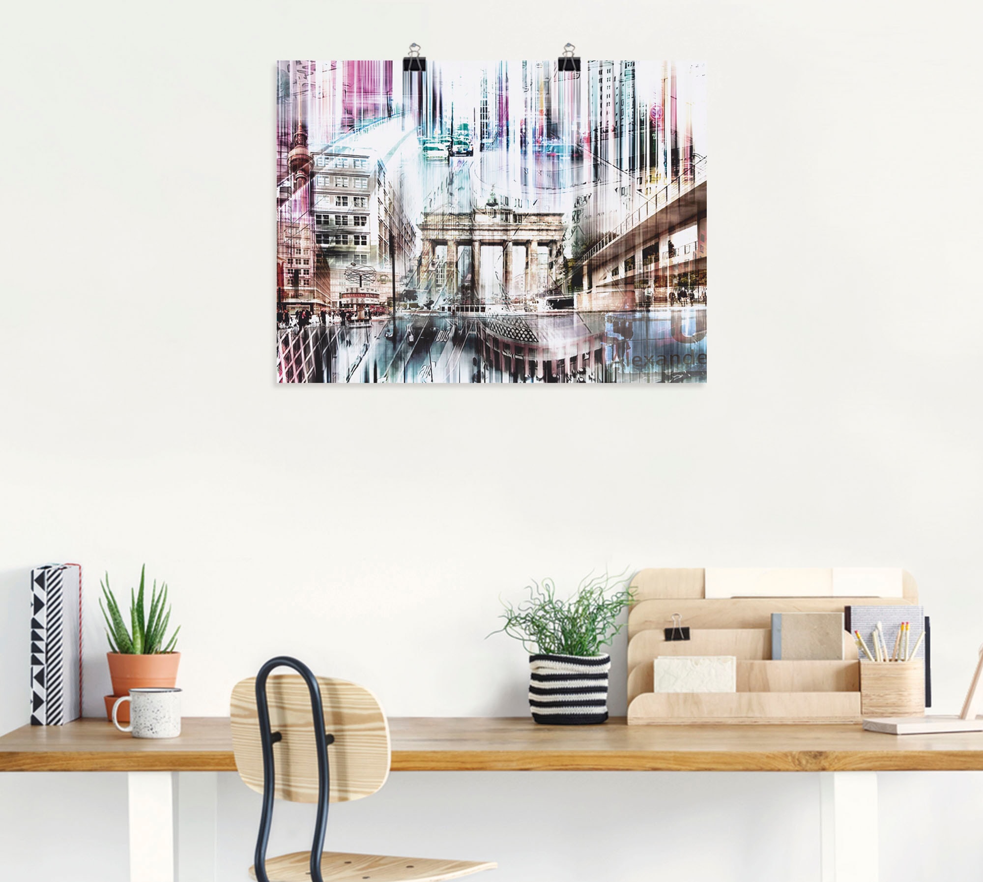 Artland Wandbild »Berlin Skyline Collage versch. Größen I«, bestellen Poster Deutschland, oder St.), | Leinwandbild, BAUR in (1 als Wandaufkleber