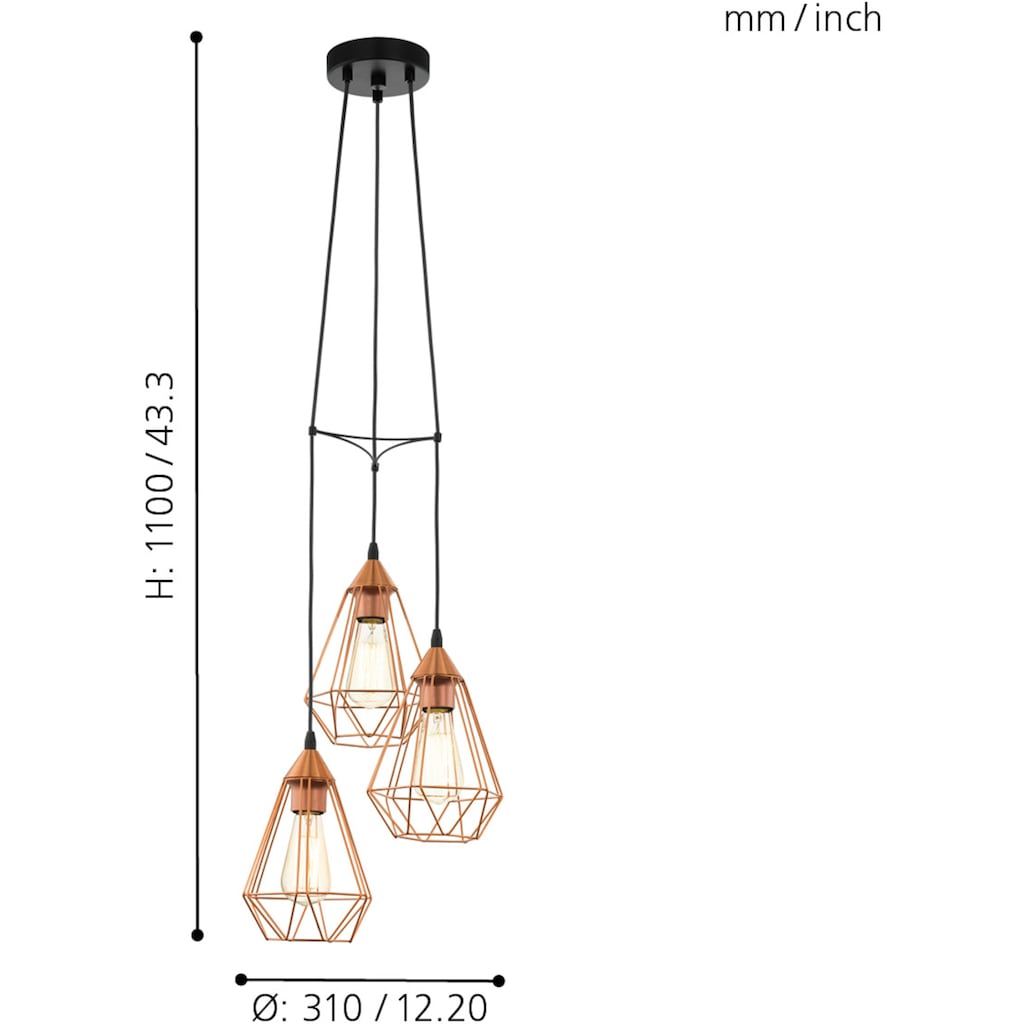 EGLO Pendelleuchte »TARBES«, 3 flammig-flammig