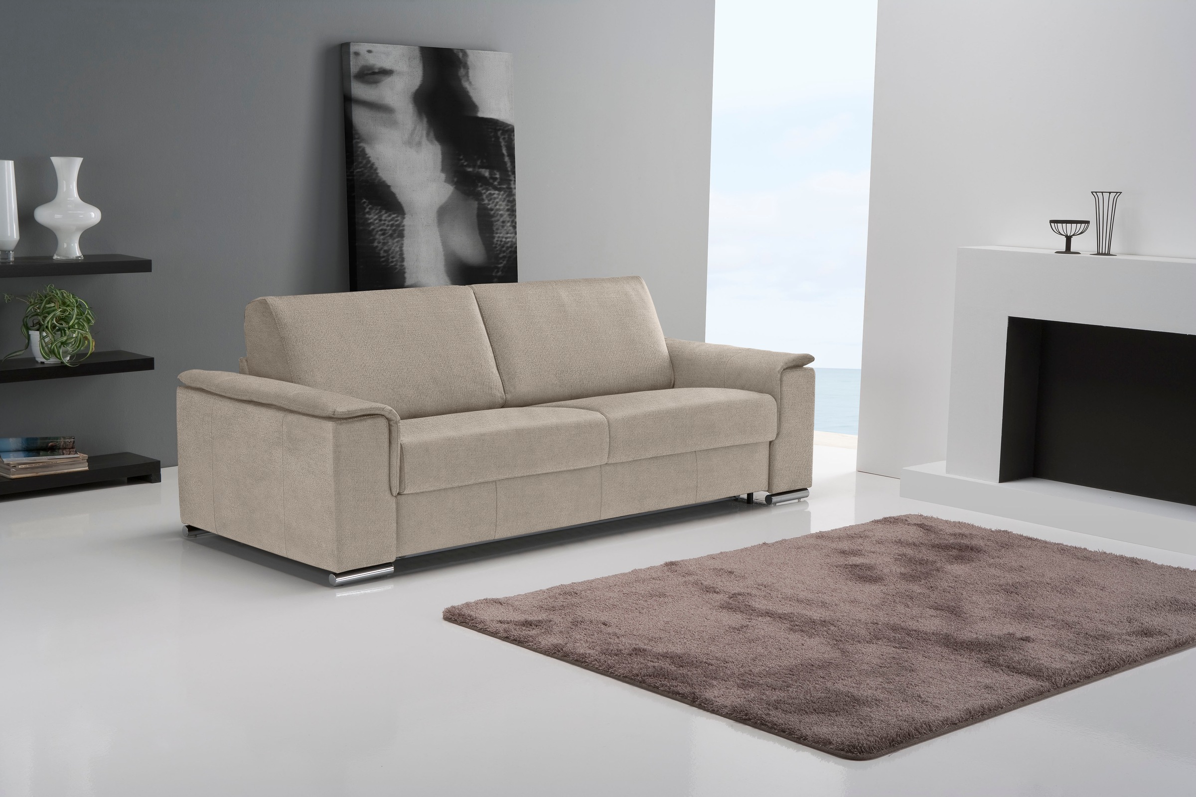 Egoitaliano 2,5-Sitzer »Cecilia, modern und elegant mit erstklassigem Sitzkomfort«, mit verchromten Metallfüßen