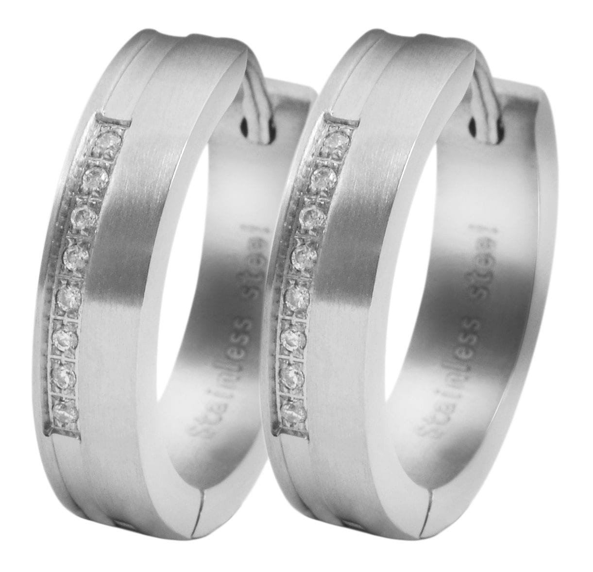 Adelia´s Klappcreolen "Ohrringe – Klappcreole aus Edelstahl mit Strass Steinchen" Ideal als Geschenk – dezent und elegant