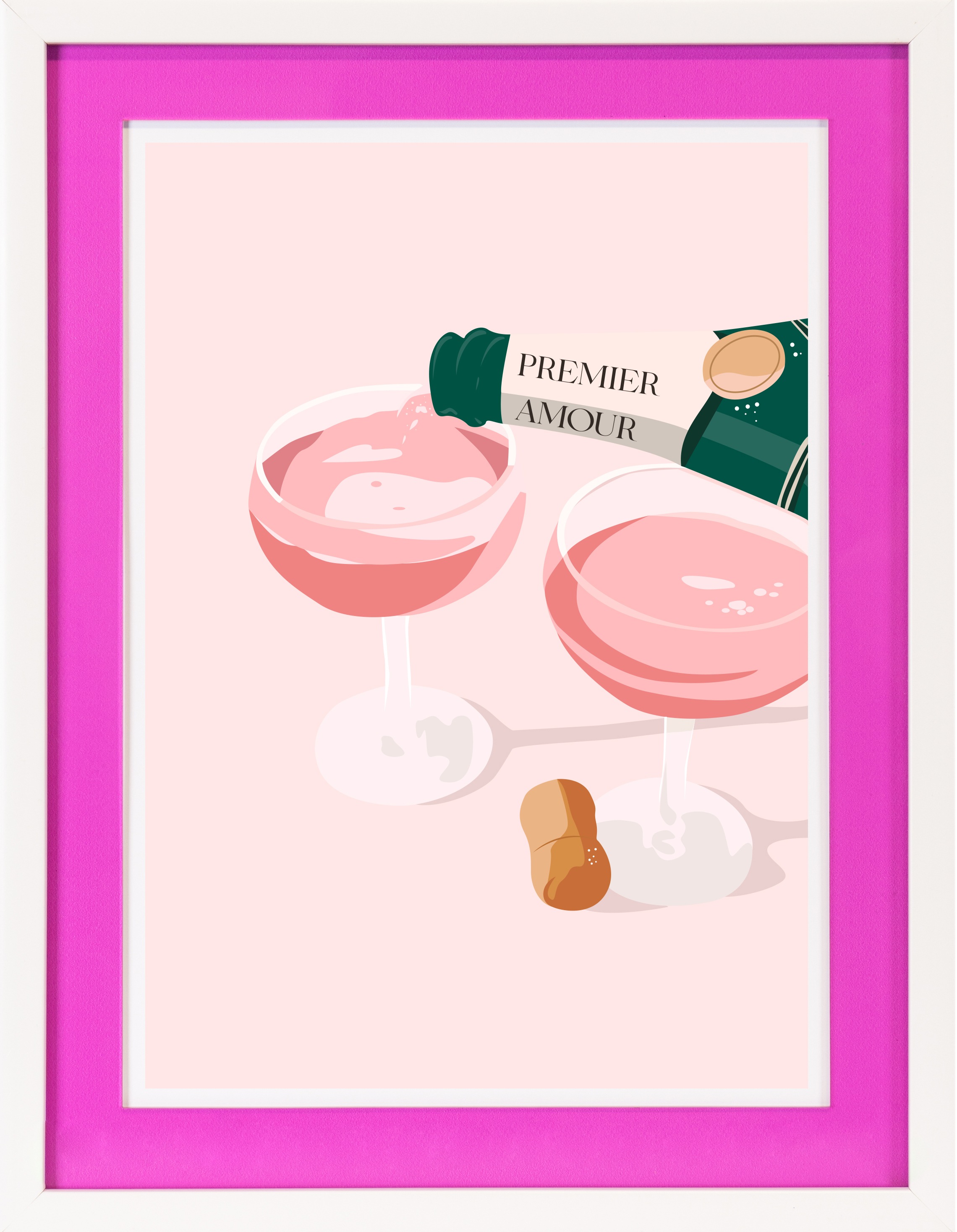 queence Bild mit Rahmen »Champagner, Gläser«, Getränke, (1 St.), Poster mit buntem Acrylglas Passepartout