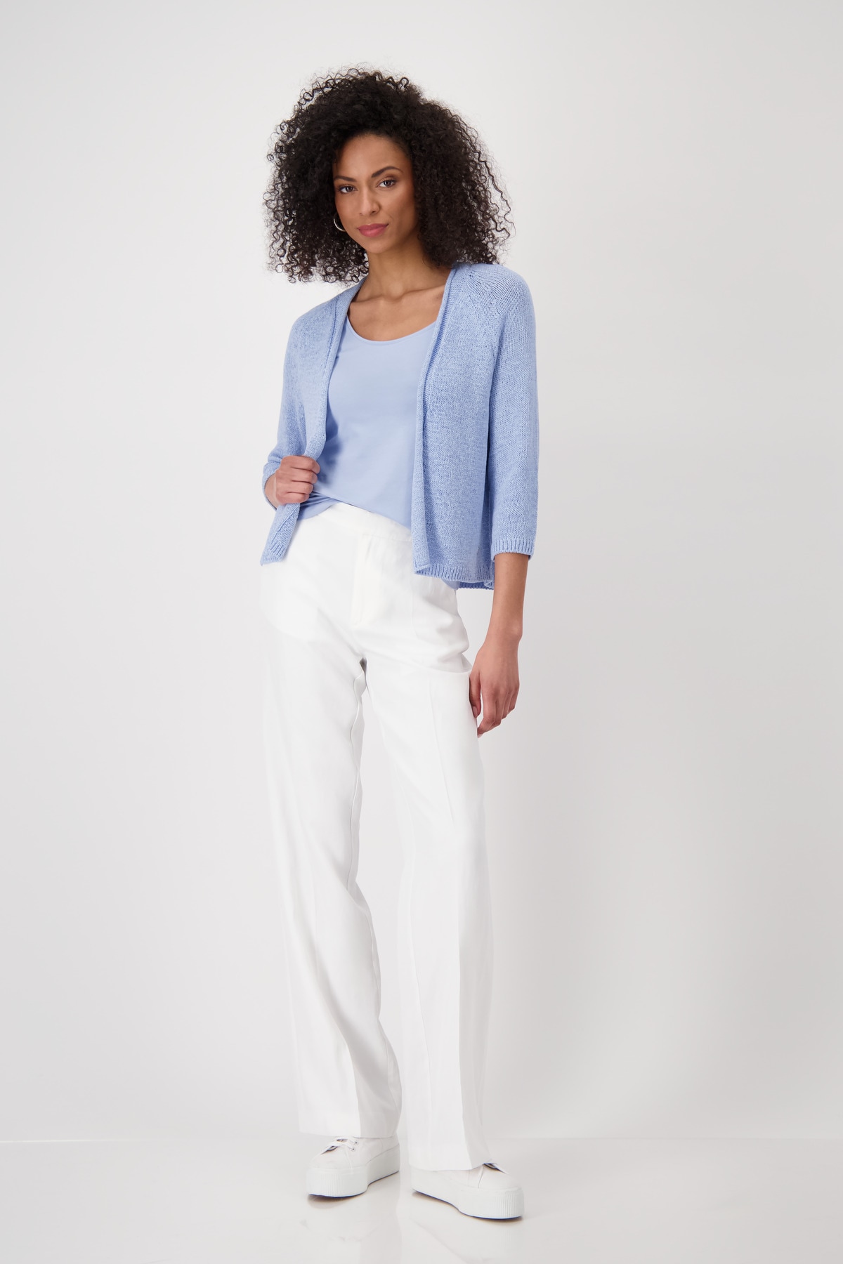 Monari Strickjacke, mit Rollkante