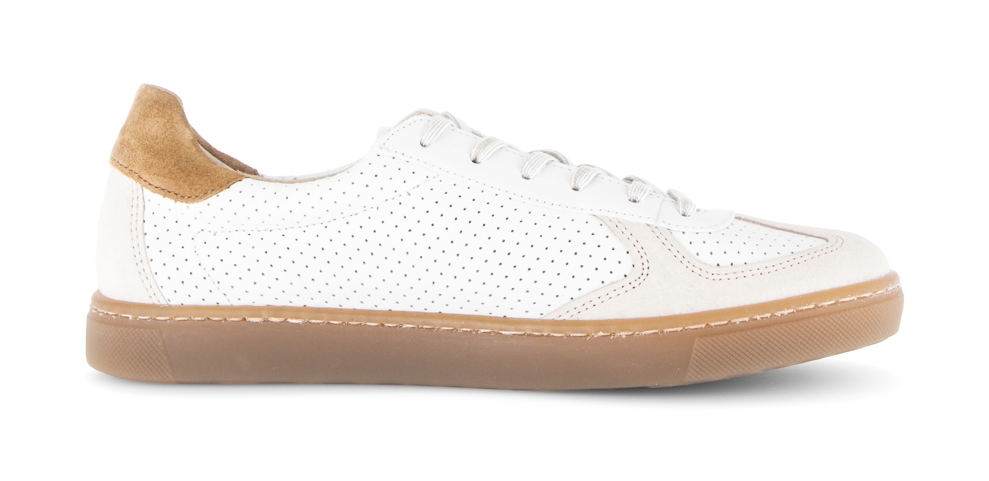 Sneaker GABOR COMFORT "Gabor Comfort Sneaker Glattleder", Damen, Gr. 37, weiß, braun, Glattleder, Schuhe Sneaker 6
