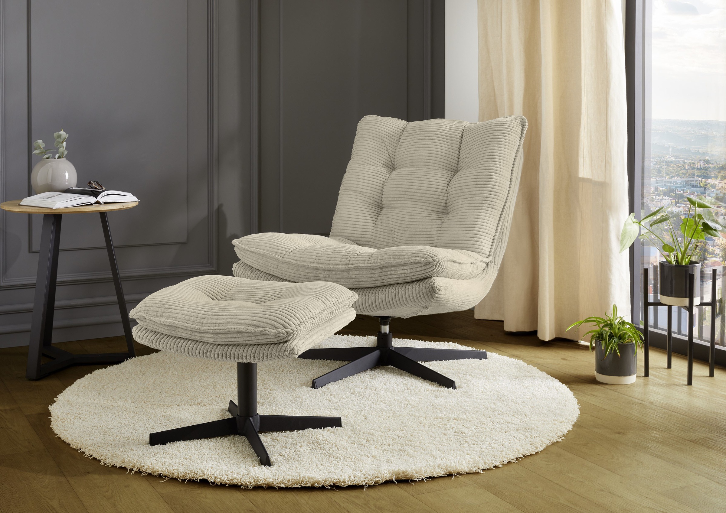 Jockenhöfer Gruppe Relaxsessel "Kasper", Inklusive Hocker, 360 Drehfunktion günstig online kaufen