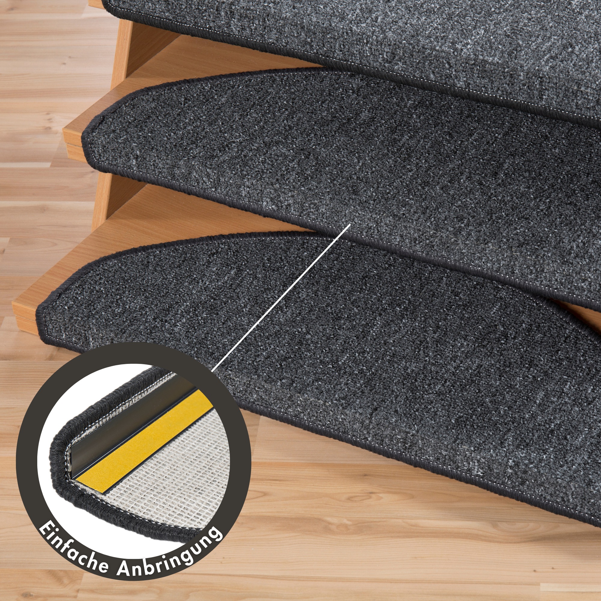 Andiamo Stufenmatte »Bob, Made in Poland« halbrund 4,5 mm Höhe melierte Schlinge, selbstklebend, Set mit 2 Stück oder 15 Stück