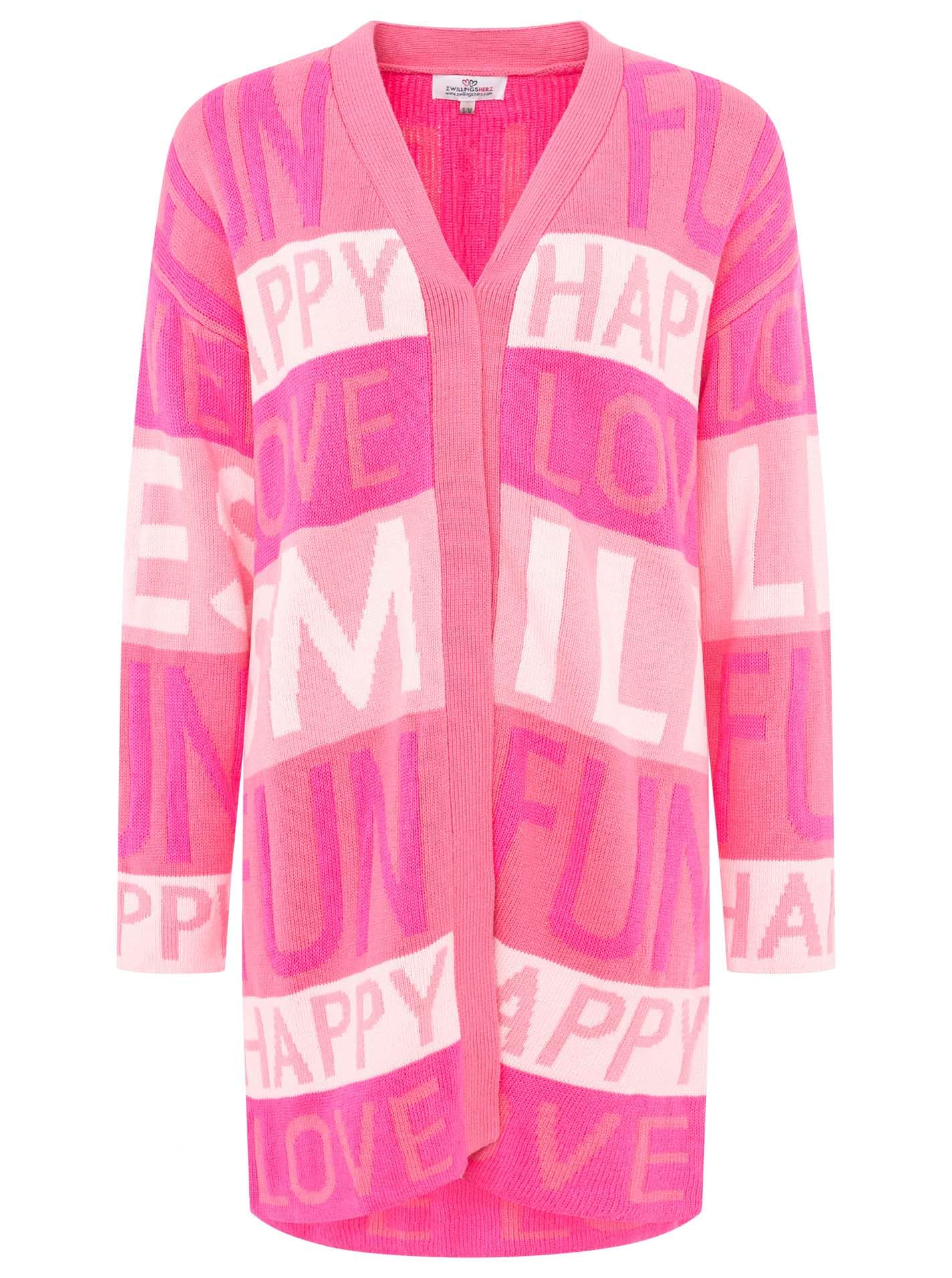 Cardigan »"Smile Fun Happy"«, mit Schriftzug und Streifen