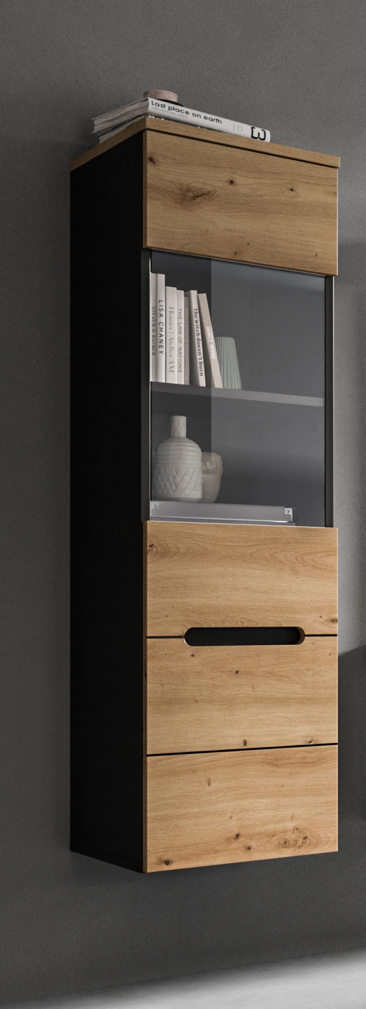 INOSIGN Vitrine »REHAT, TOPSELLER!, Höhe 125 cm, 1 Glastür, 1 Böden, 3 Fächer«, (1 St., stehend und hängend montierbar), Vitrinenschrank, Schrank, Glasvitrine, Wohnzimmervitrine