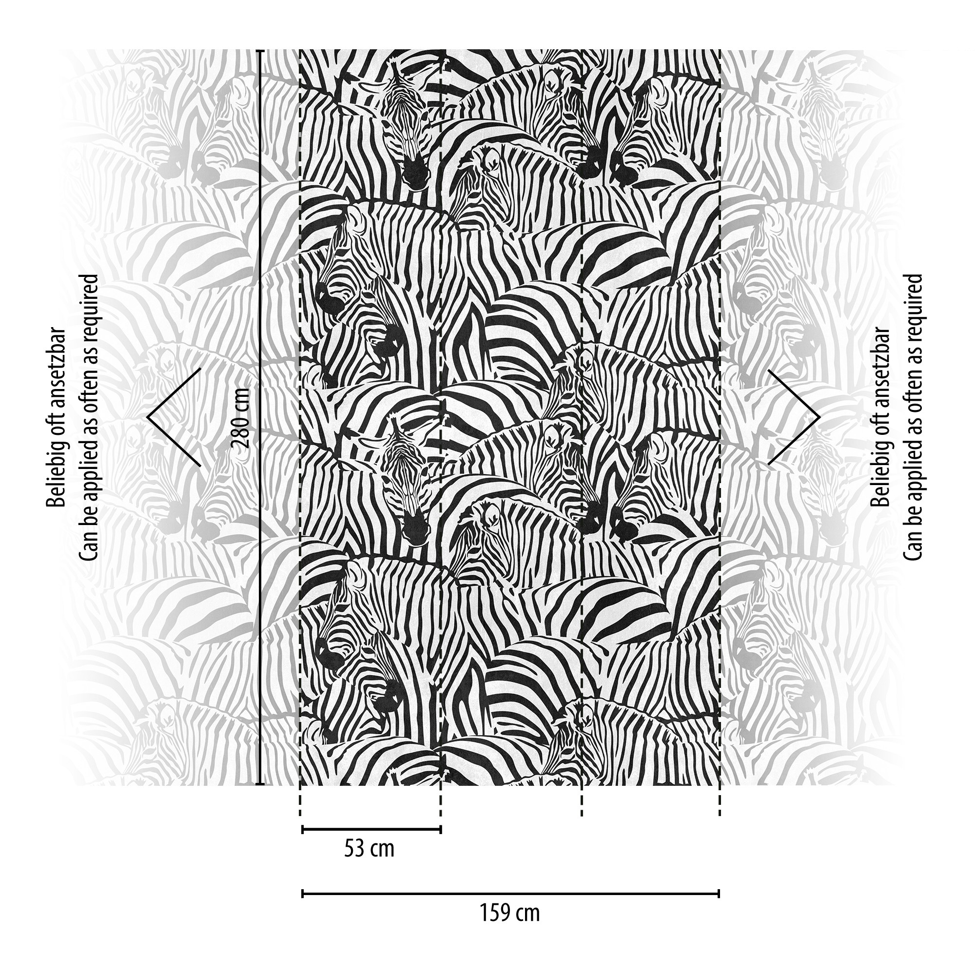 Thumbnail - living walls Fototapete "THE WALL III Zebra Tapete Motivtapete Tiere Tiere" matt glatt Vliestapete Tiere für Schlafzimme...