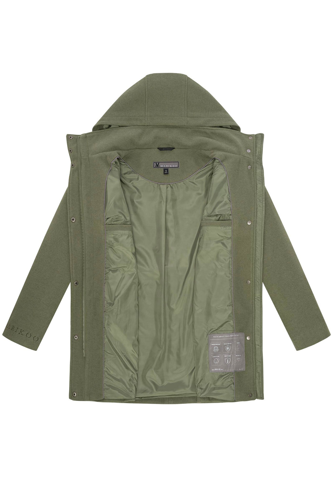 Marikoo Kurzmantel »Katalinaa«, Eleganter Wickel Mantel mit Taillengürtel und Oversized Hood Kapuze