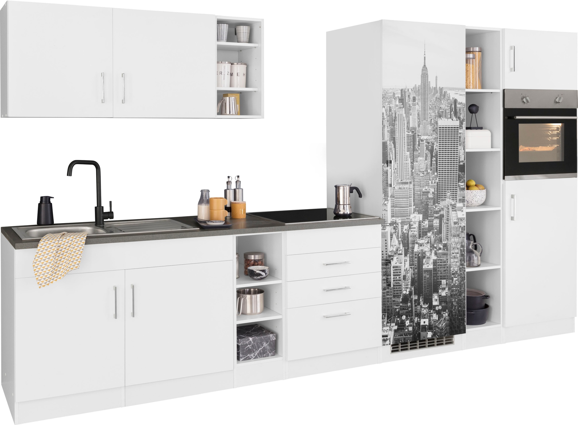 Thumbnail - KOCHSTATION Küchenzeile "KS-Paris – Küchen mit einzigartigen Fotomotiven auf den Fronten" Breite 340 cm, wahlweise mit E...