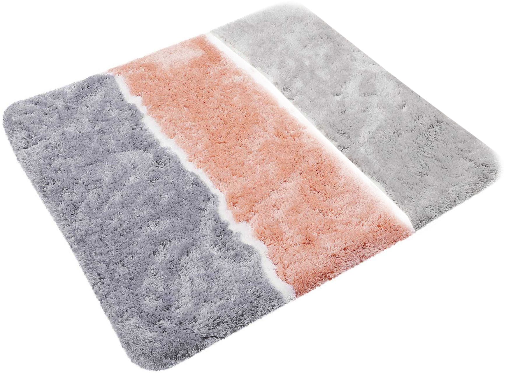 Badematte HOMIE LIVING, H:30mm, braun, Polyester, Badematten, "Rio Marina", flauschiger Badteppich, modern gestreift, waschbar, Badezimmerteppich