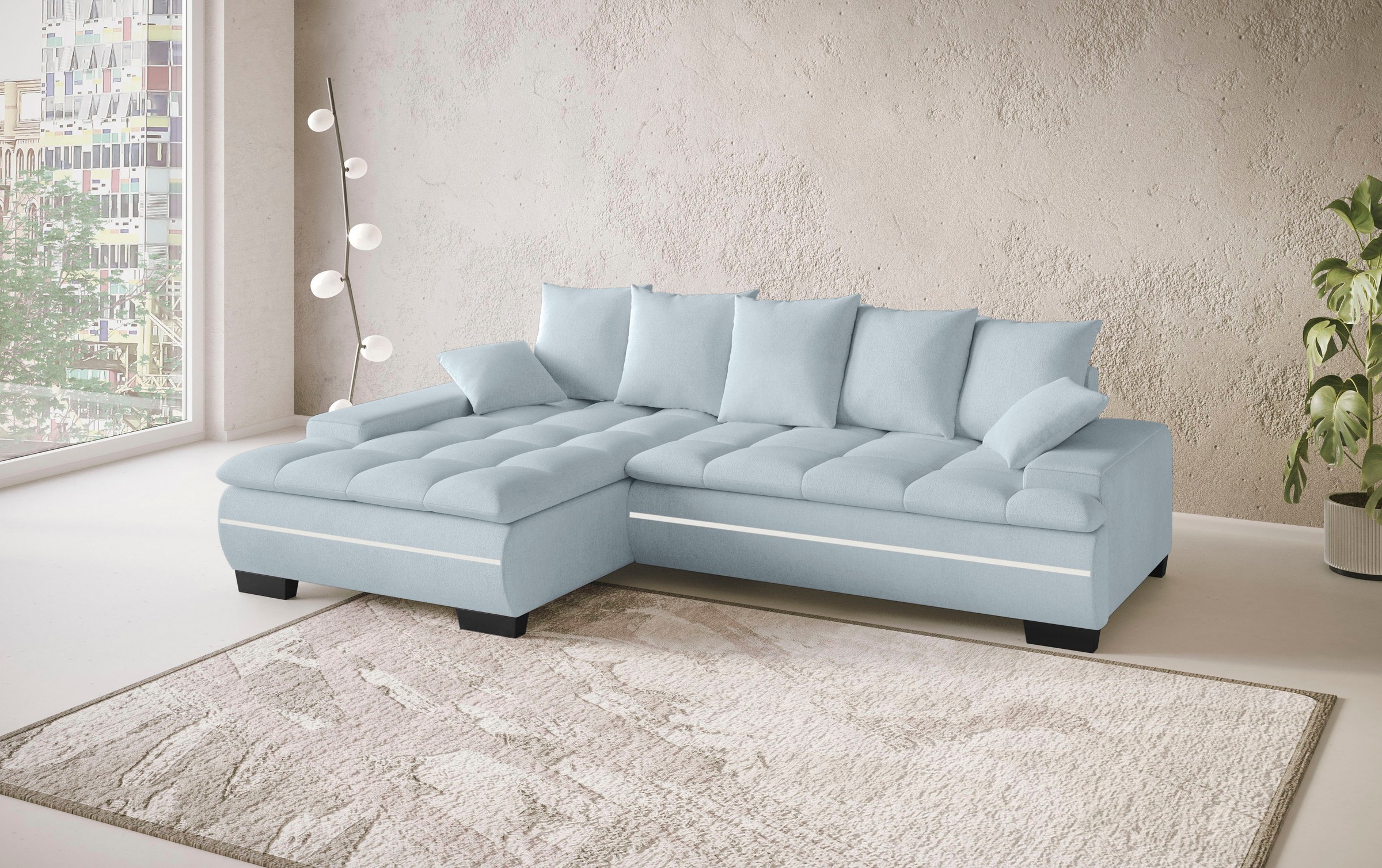 Mr. Couch Ecksofa »Haiti II, L-Form«, RGB-LED Beleuchtung, Kaltschaum, wahlweise mit Bett, Bettkasten