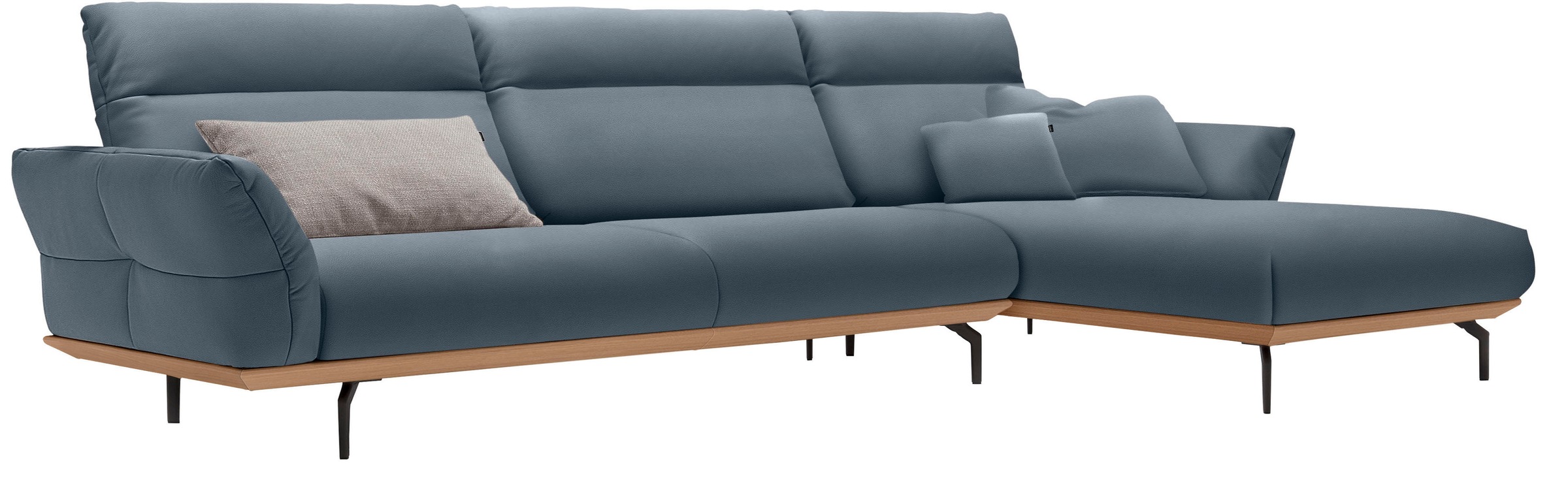 Creation BY ROLF BENZ Ecksofa »CR.460«, Sockel in Eiche, Winkelfüße in Umbragrau, Breite 338 cm