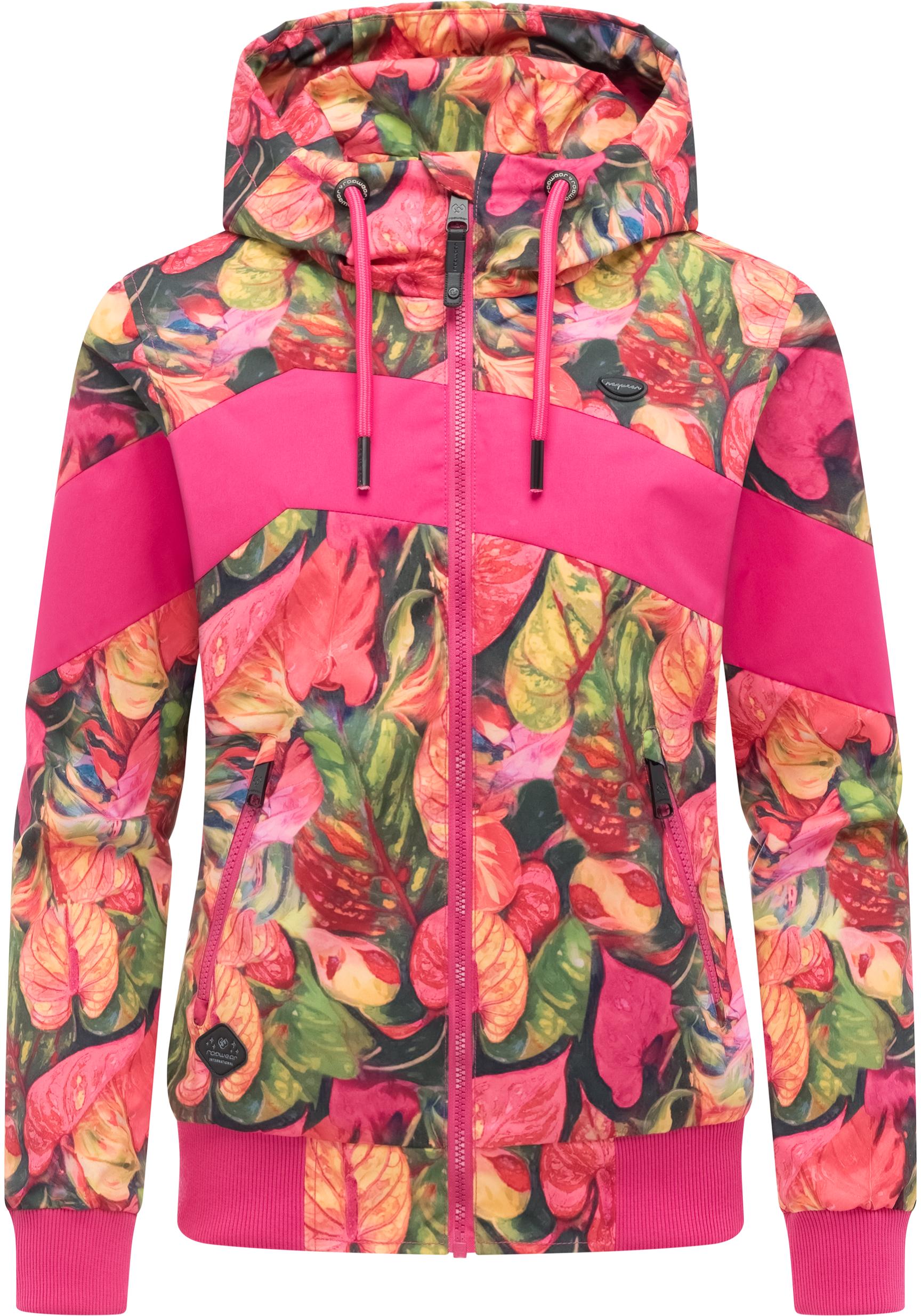 Ragwear Outdoorjacke "Nuggie Block Flower" mit Kapuze modische Damen Freizeitjacke mit floralem Print
