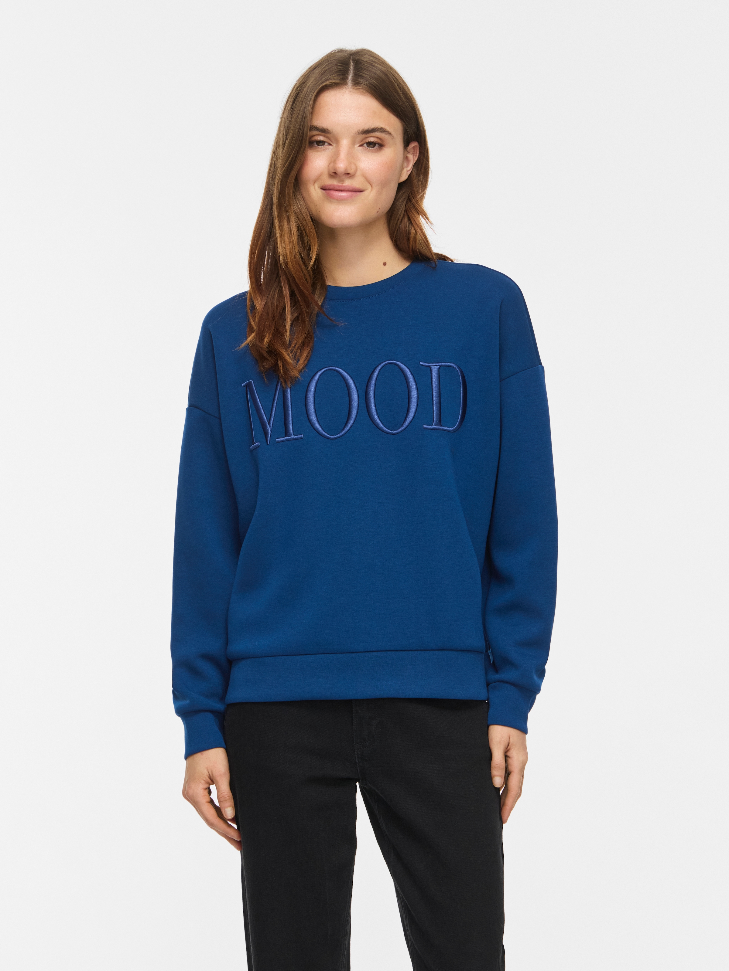 Vila Sweater "VIREFLECT MOOD EMB L/S SWEAT TOP/R/3", Materialmix, loose fit