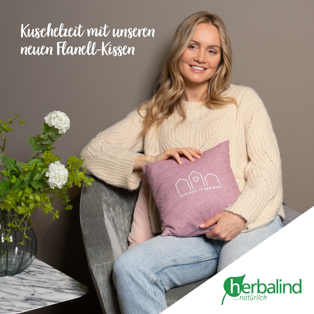 herbalind Zirbenkissen »Happiness is Homemade - Flanell in rot 30x30 mit Reißverschluss«