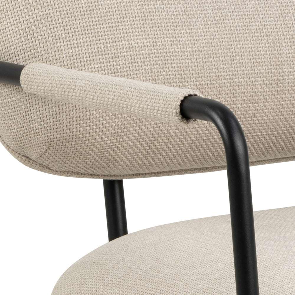 ACTONA GROUP Loungesessel »Dillon Polstersessel, Armlehne,«, Loungestuhl, beiger Stoff, schwarze Stahlbeine, Sitzhöhe: 46,5 cm