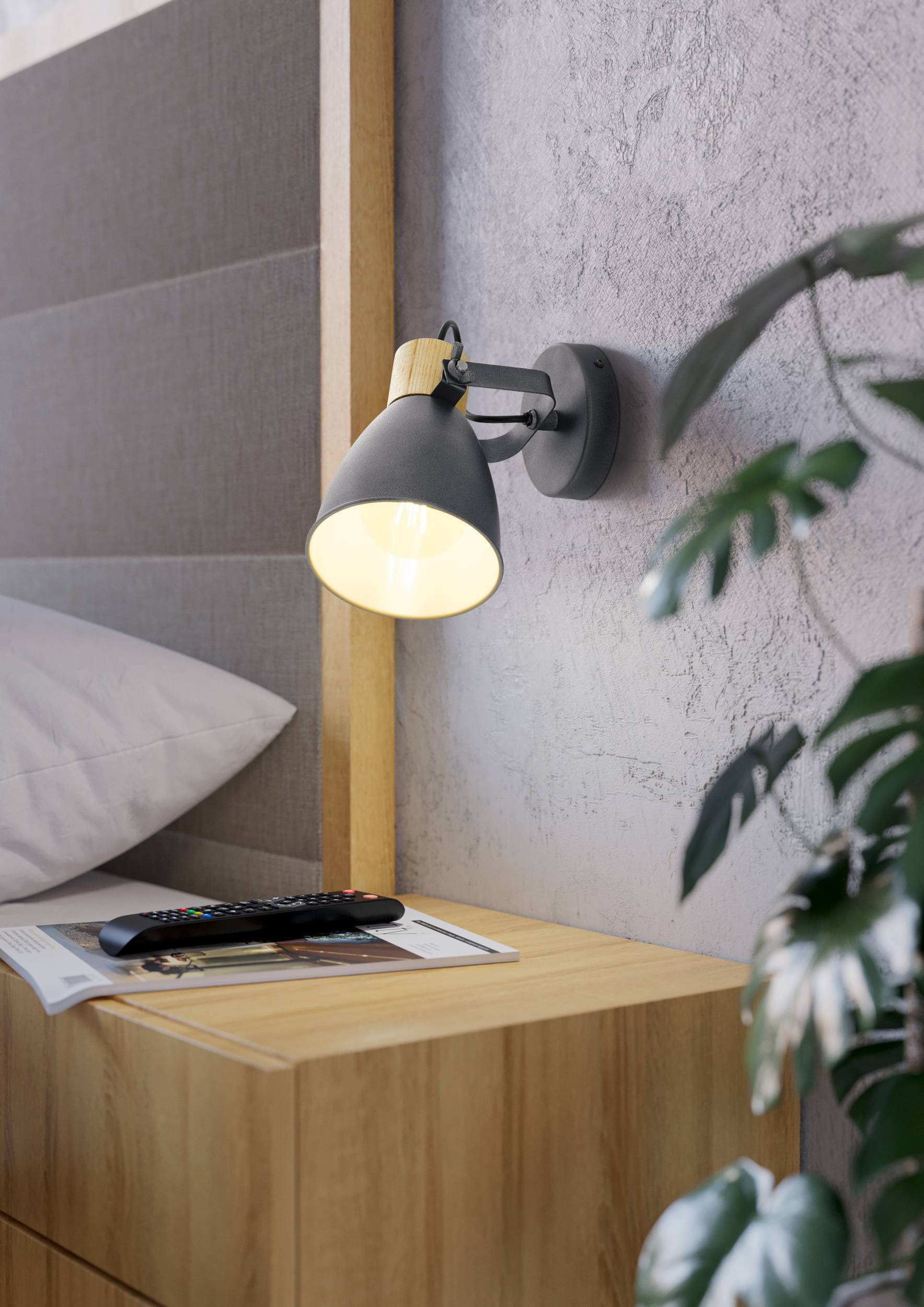 EGLO Deckenleuchte »Coswarth Wandlampe, Deckenlampe Vintage, Industrial, Retro, E27, Lampe« E27 1 Stk. Spot - L14 x H20 cm - anthrazit, creme-weiß, braun - 1X25W exkl.