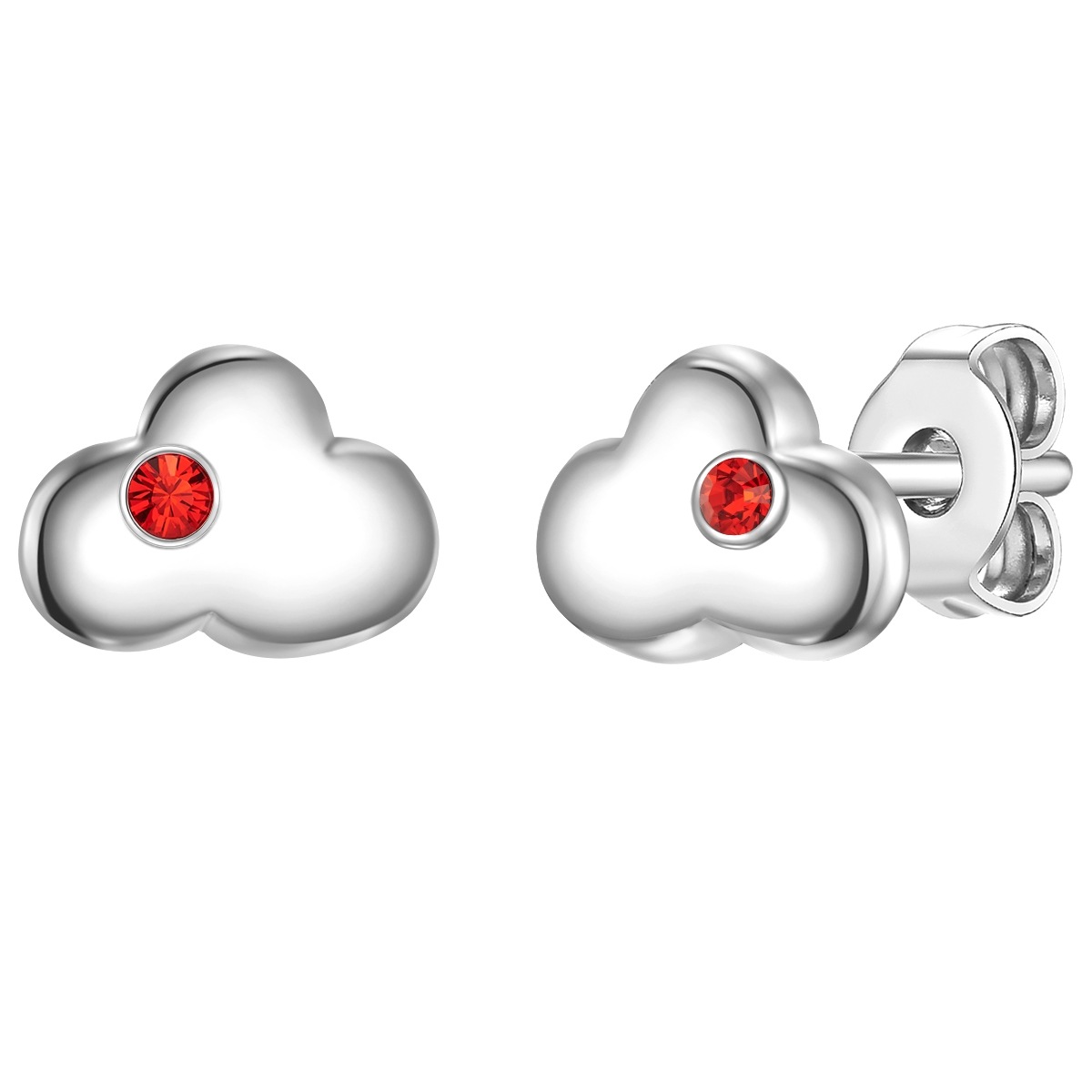 Mädchen Paar Ohrstecker "Set: LLL4", 6,1,mit Zirkonia, Silber 925 (Sterlingsilber)silber, rot, GLANZSTÜCKE MÜNCHEN, Silber 925 (Sterlingsilber),