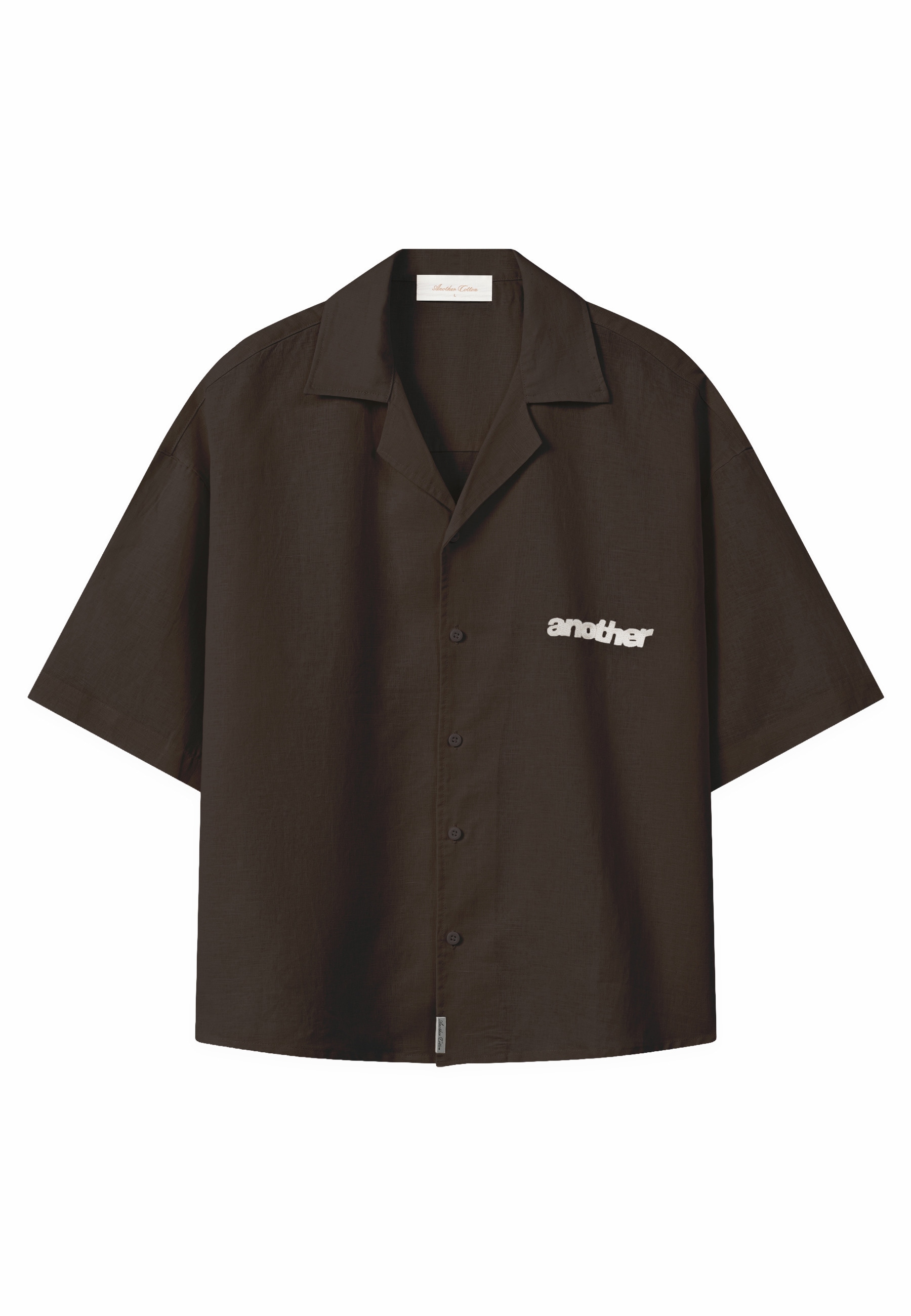 "Kurzarmshirt ANOTHER COTTON LAB ""Another Cotton Lab Another Linen Short Sleeve Shirt"", Damen, Gr. S, braun (schwarz braun), 100% Leinen