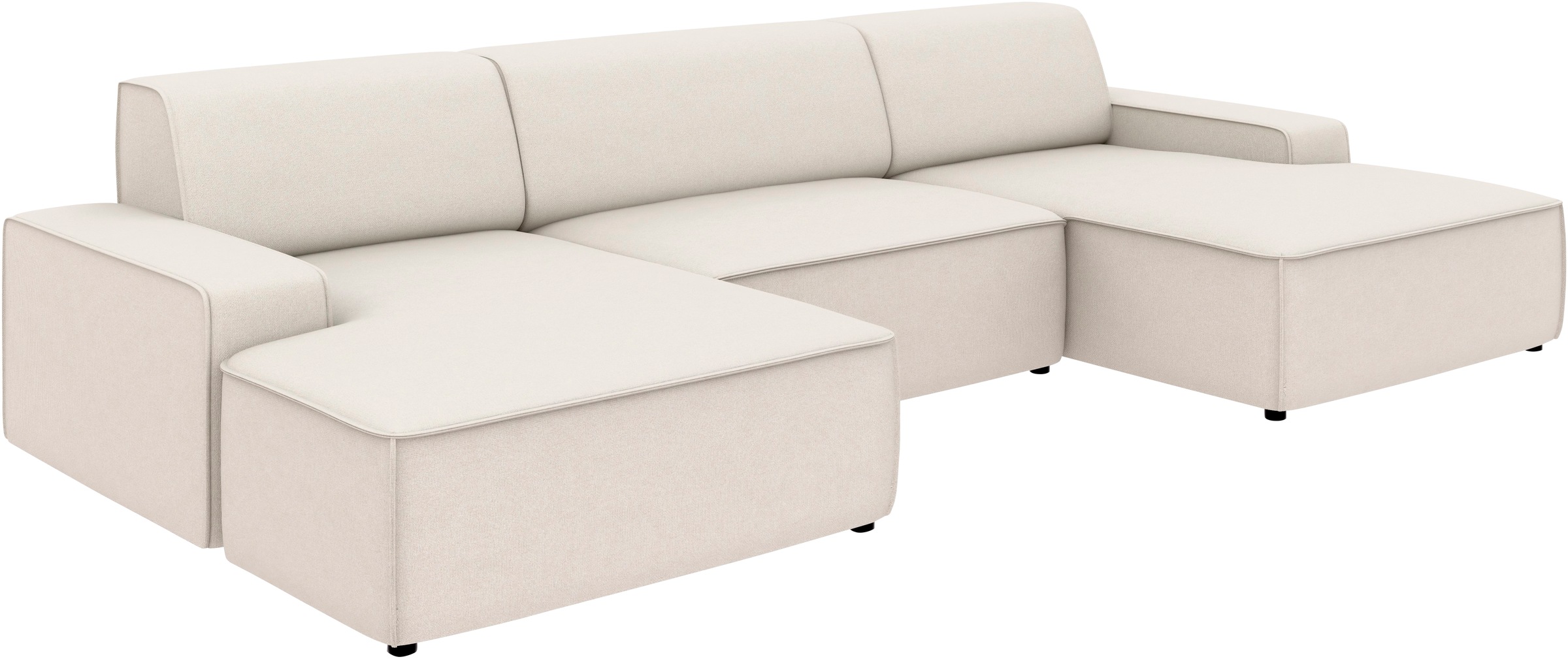 TRENDMANUFAKTUR Wohnlandschaft »Graz, wahlweise mit Sitzvorschub und Bettkasten, U-Form, Breite 329 cm«, in Cord-, haustierfreundlichem LEO Struktur- oder LUMOS-3D-Bezug