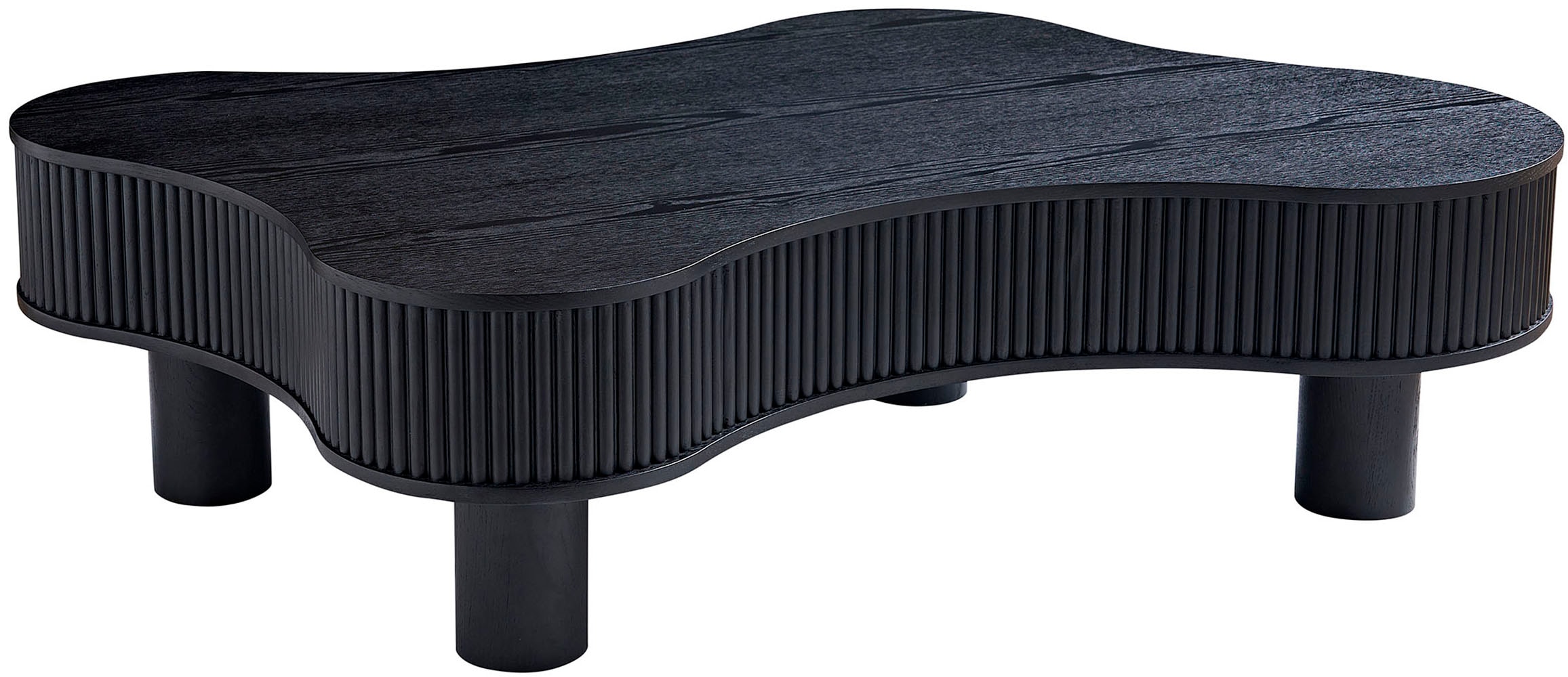 SalesFever Couchtisch »Wohnzimmertisch organisch mit Massivholz-Lamellen 115 x 75 cm« 1 Stk. tlg. Stilvoller & moderner Holztisch mit Echtholzfurnier