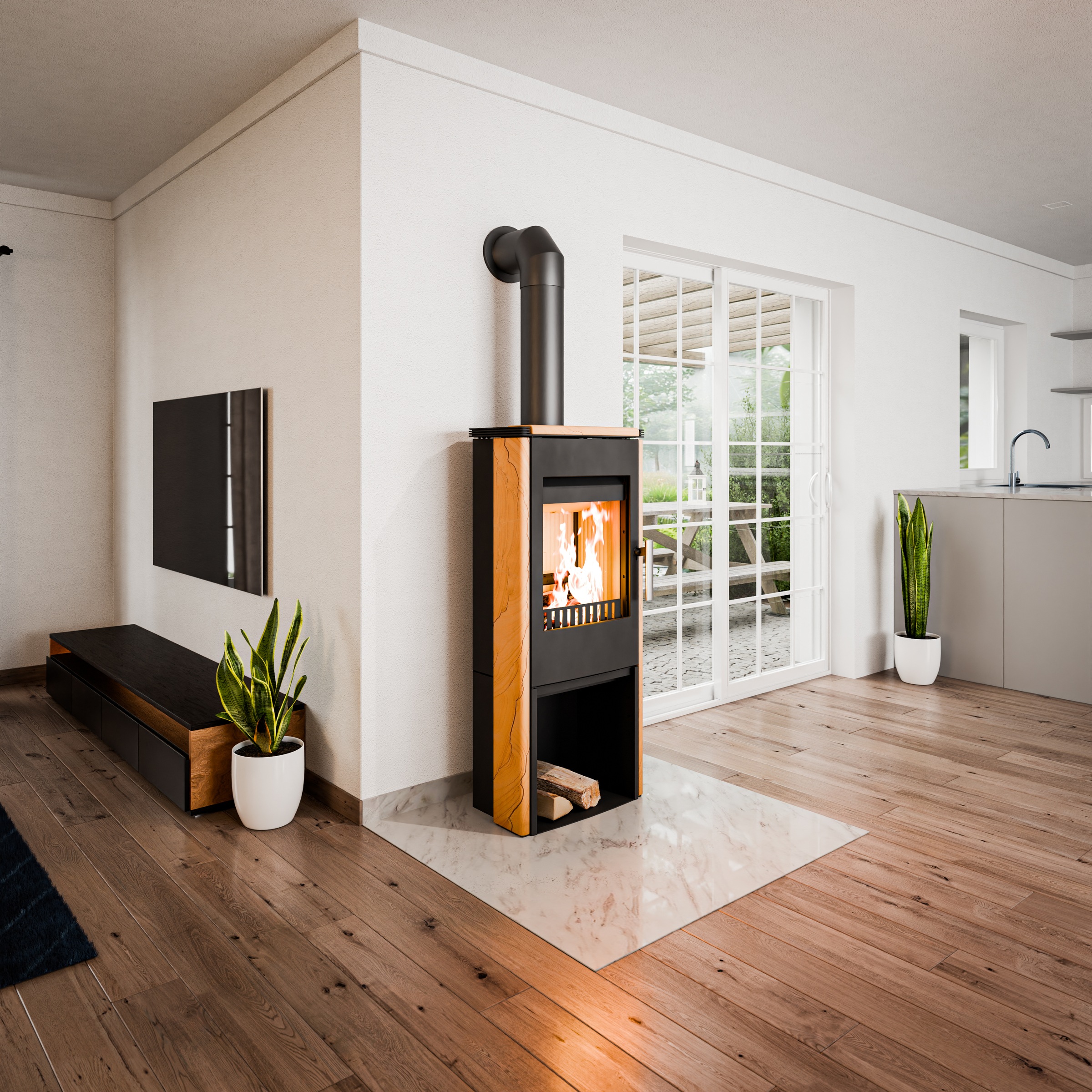 Haas + Sohn Kaminofen »MONTEGROTTO easy, tief-schwarz, Woodstone«