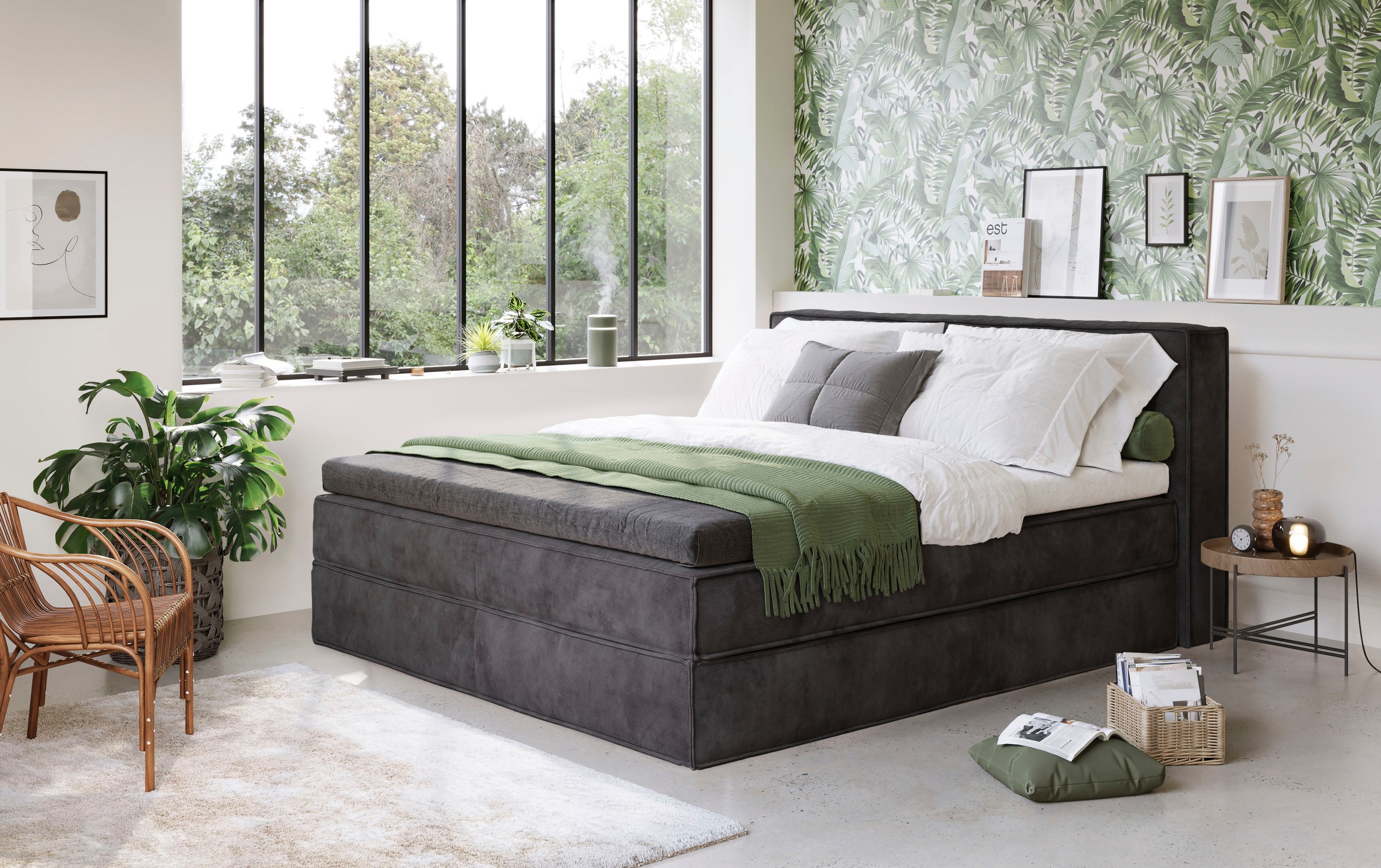 Home affaire Boxspringbett »Sacy«, Boxbett inkl. Topper, 2 Matratzen, Härtegrade H2, H3 und H4 wählbar