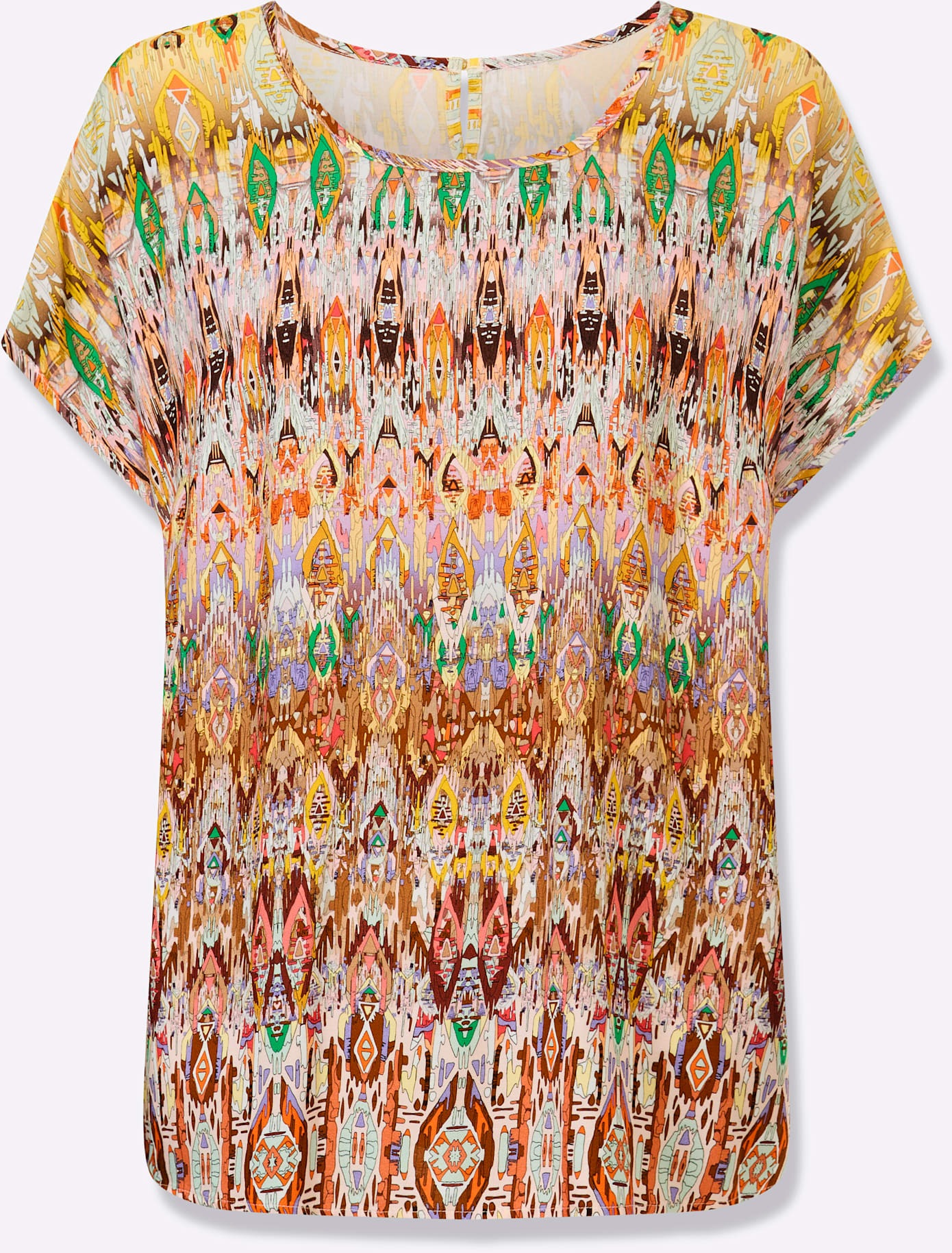 HEINE Short Sleeve Blouse Brown/Yellow 36 3