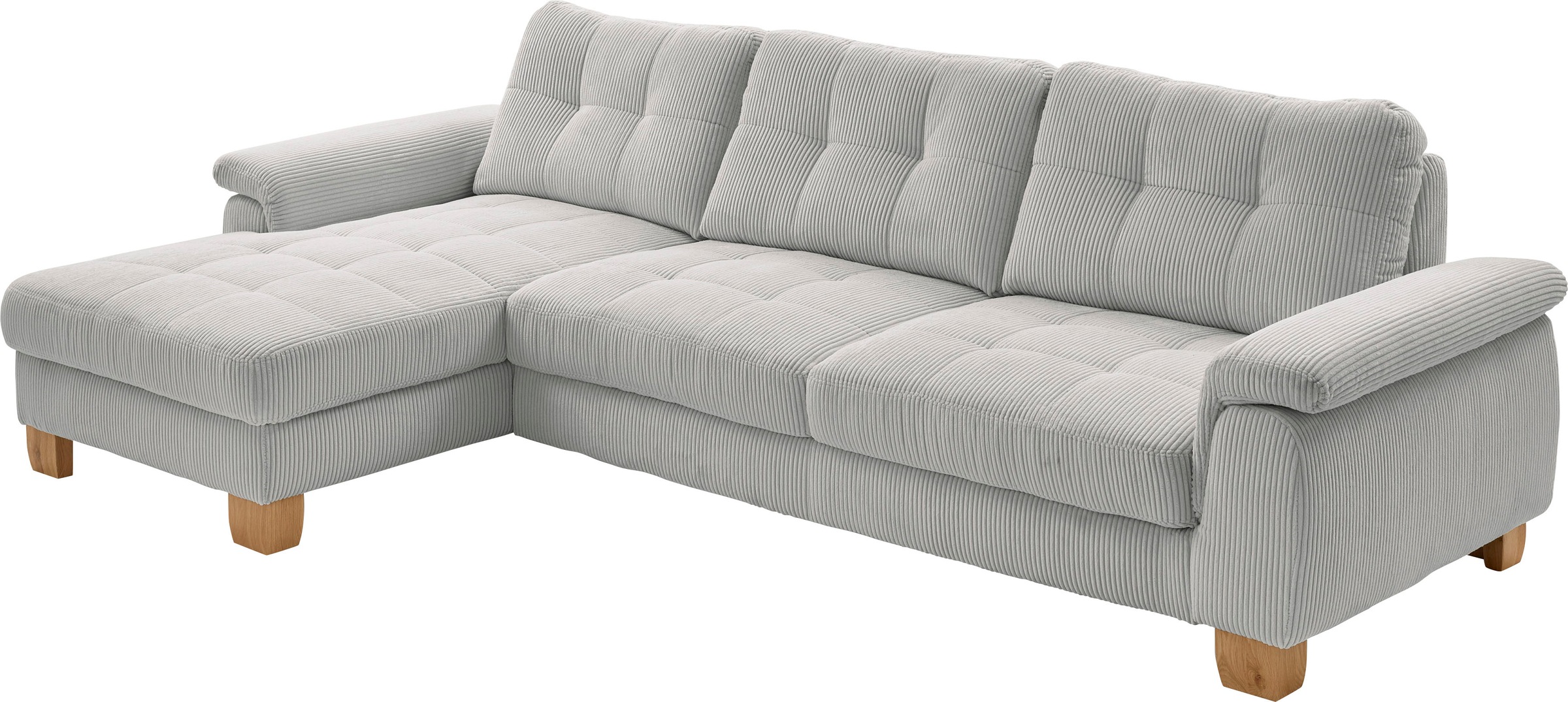 Die PlanBar Ecksofa "PP-LA19101 L-Form, Breite 316 cm" wahlweise mit Schlaffunktion und verstellbaren Kopfstützen, in Cord