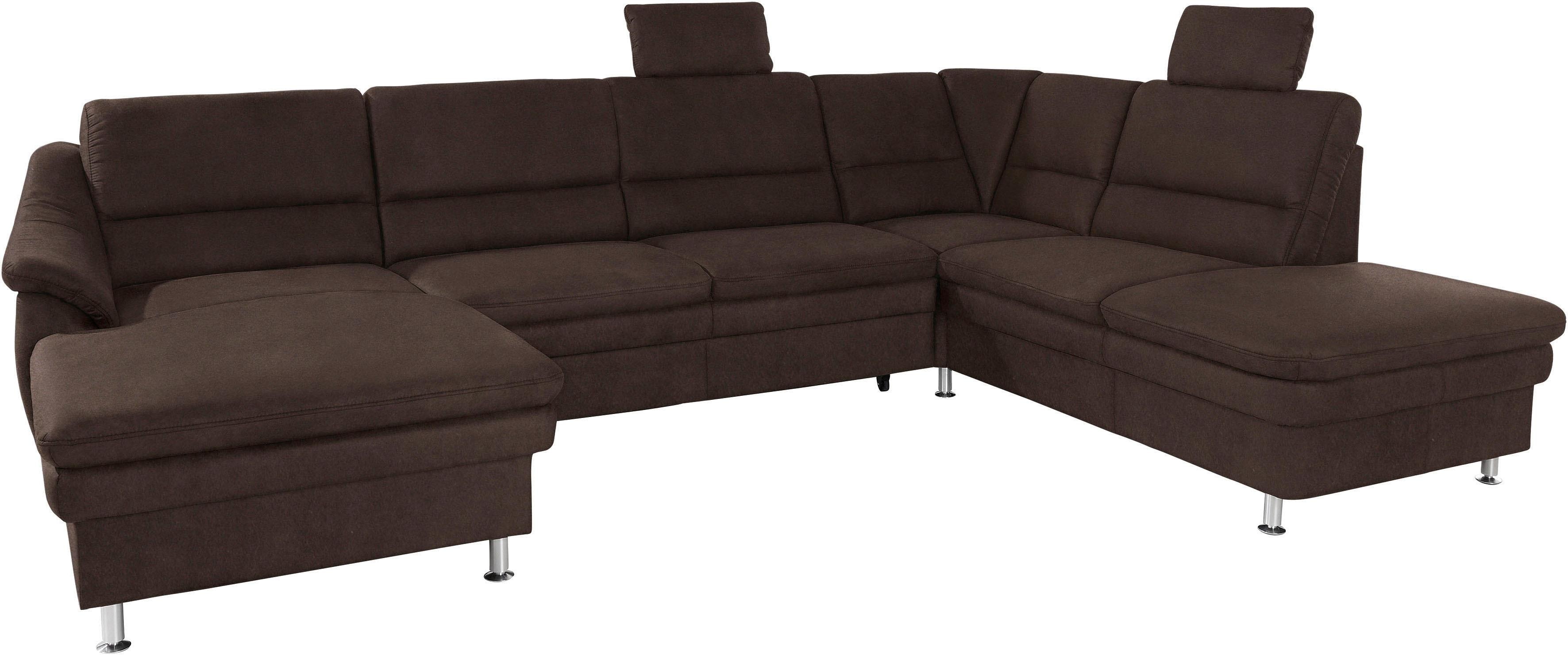 sit&more Wohnlandschaft "Cardoso, U-Form, B: 324 cm, Bettfunktion und Relaxfunktion optional" 2 Kopfstützen inklusive, Federkern, komfortable Sitzhöhe 47 cm
