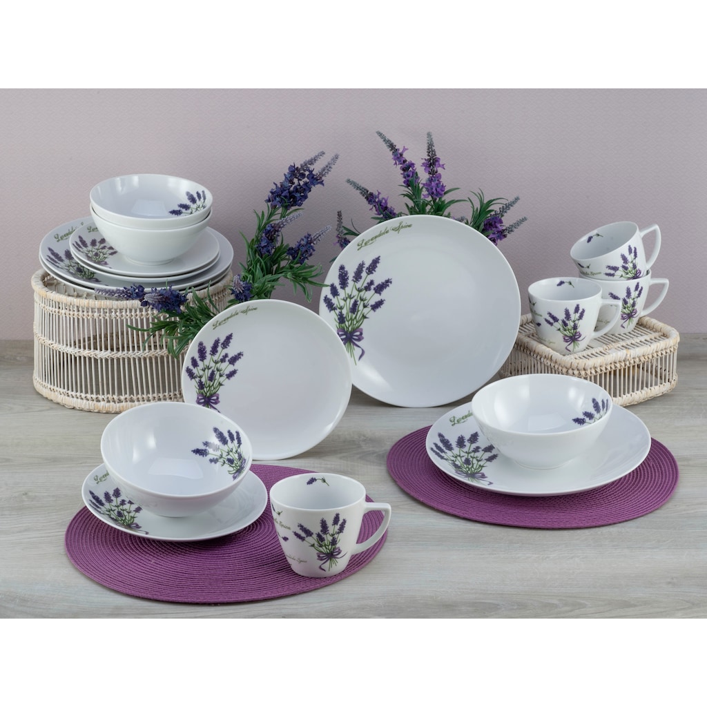 CreaTable Kombiservice »Home Lavendel«, (Set, 16 tlg.), Lavendel-Dekor