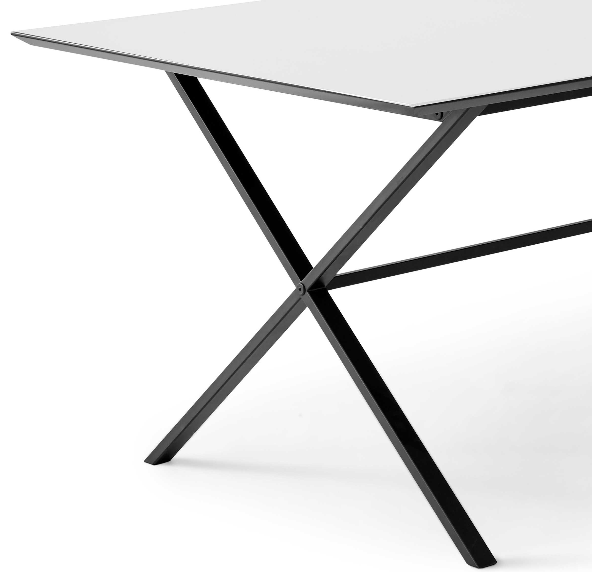 Hammel Furniture Esstisch »Meza Designtisch mit Auszugsfunktion und 2 Einlegeplatten«, rechteckige Tischplatte MDF, gekreuztes Metallgestell