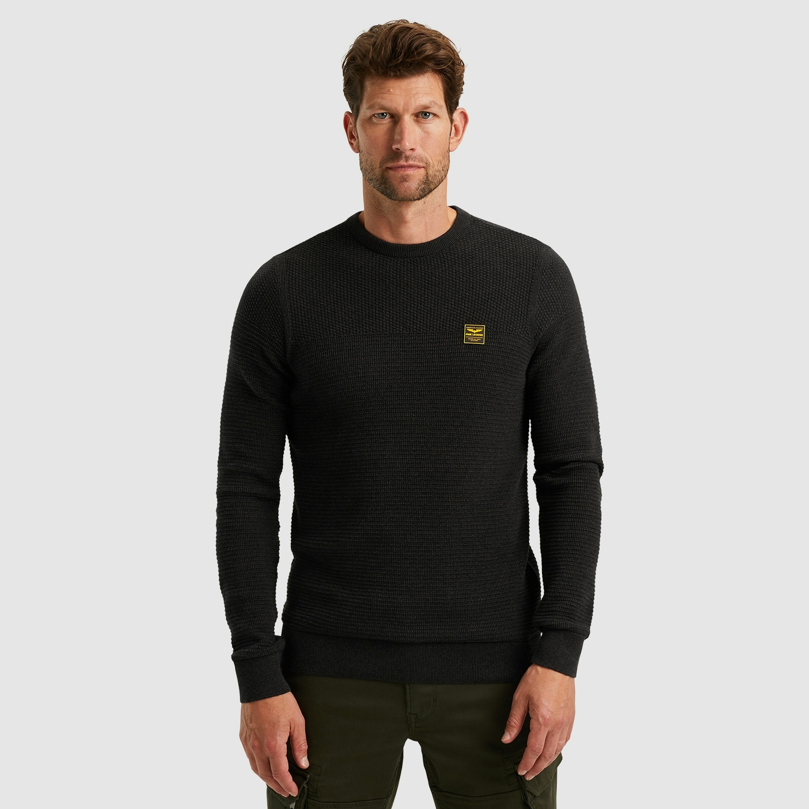 PME LEGEND Rundhalspullover "Crewneck collar cotton mouline", mit Logostick günstig online kaufen