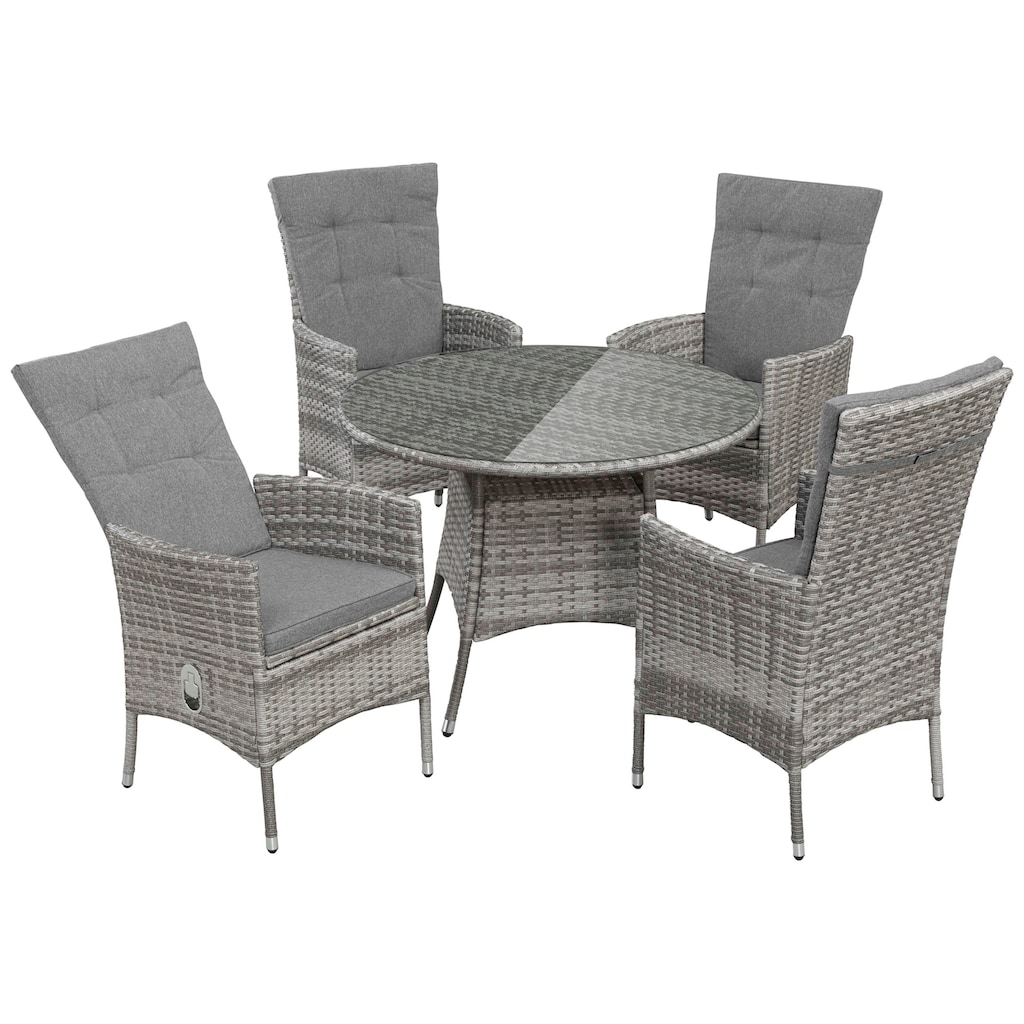 KONIFERA Garten-Essgruppe »Belluno«, (9 tlg.), 4 Sessel, Tisch Ø 100 cm, Polyrattan