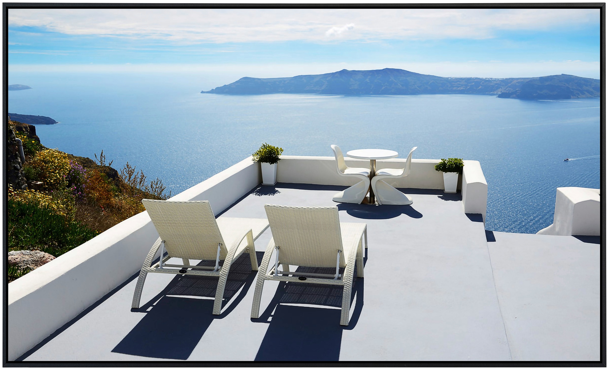 Papermoon Infrarotheizung »Terrasse mit Meerblick auf Santorin«, sehr angenehme Strahlungswärme