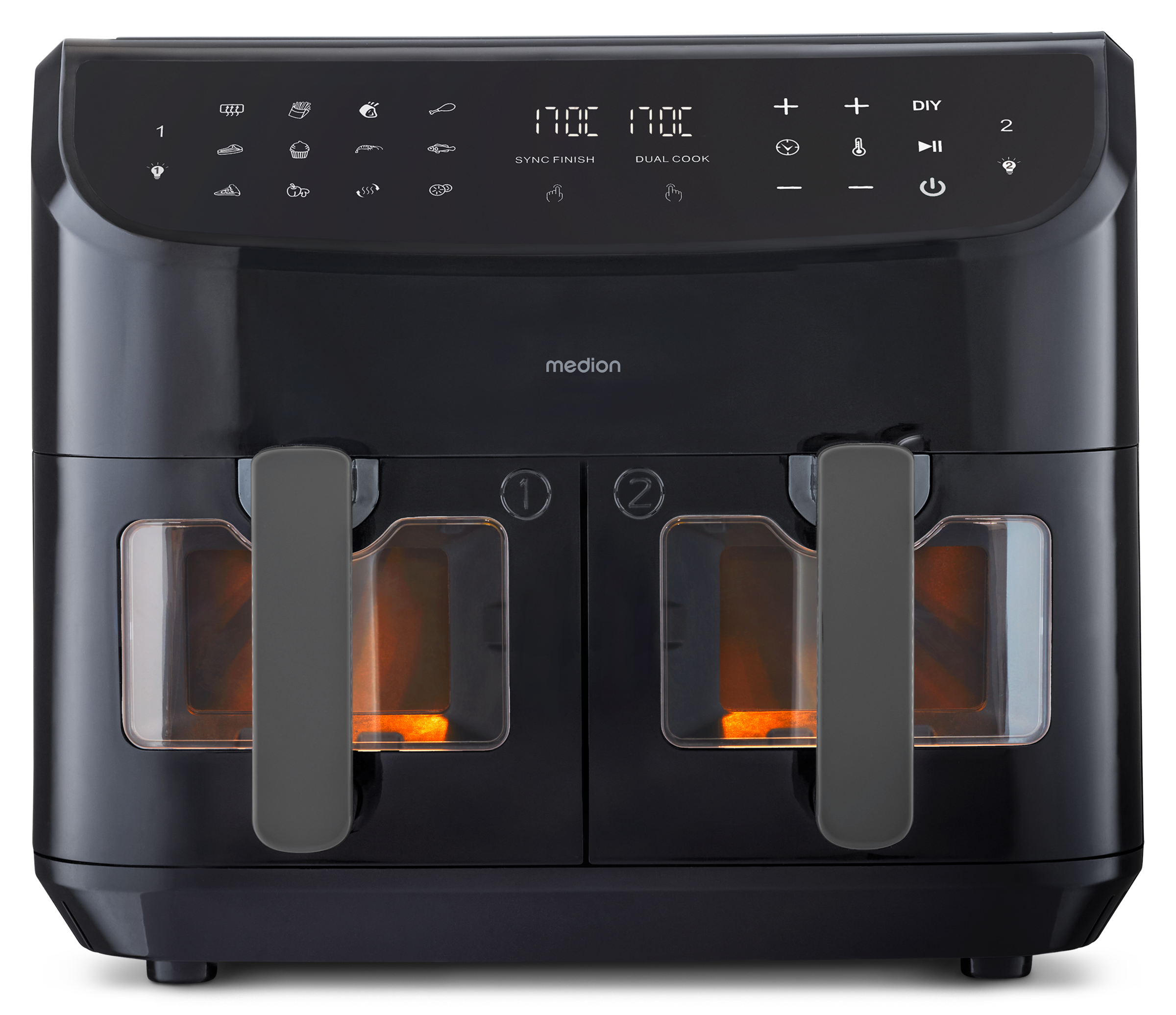 Medion Heißluftfritteuse "MD 11760 P20XXL Twin" 2400 W Temperatur 50 - 200 günstig online kaufen