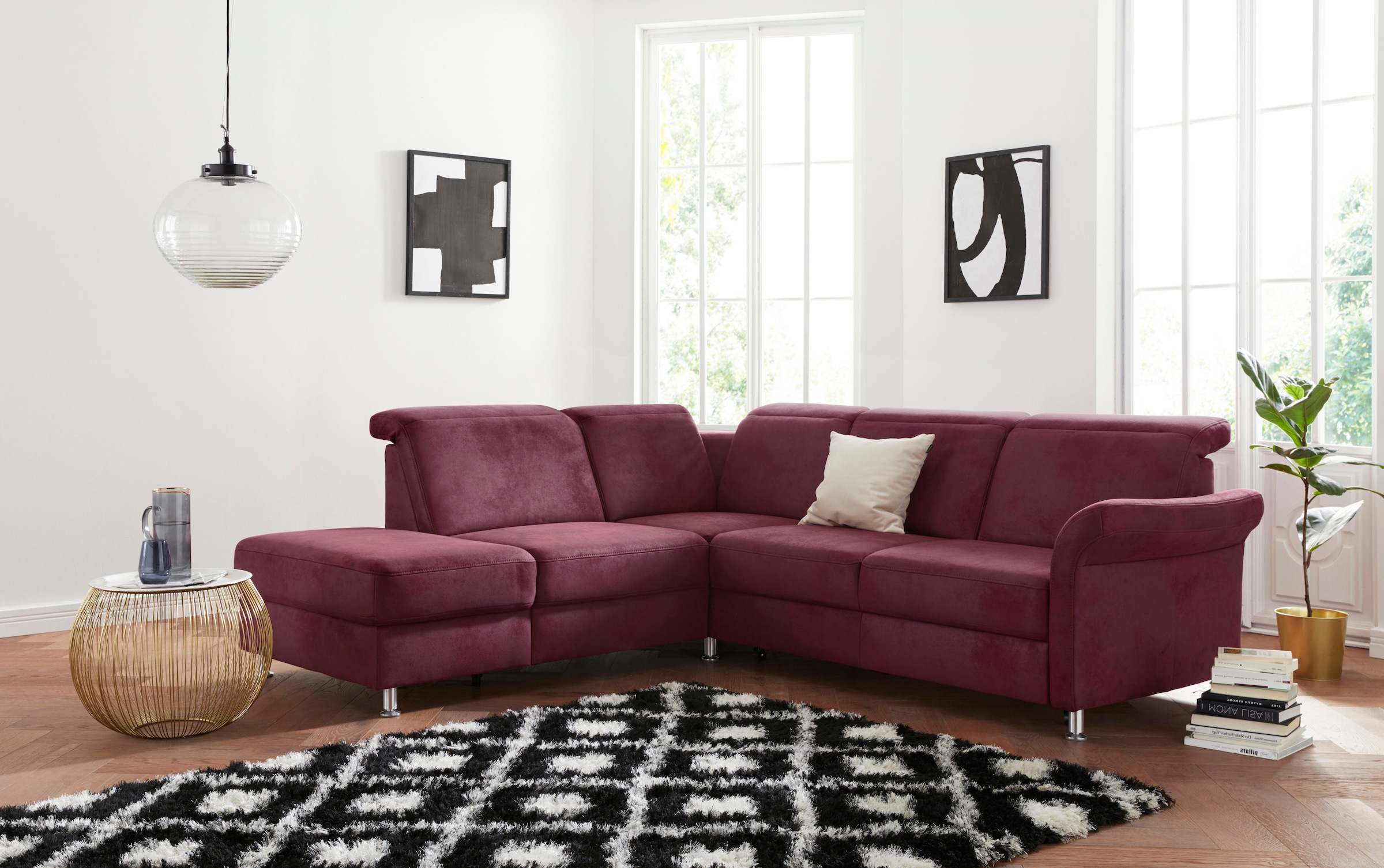 sit&more Ecksofa "Darwin L-Form", inklusive Federkern, wahlweise mit Kopfte günstig online kaufen