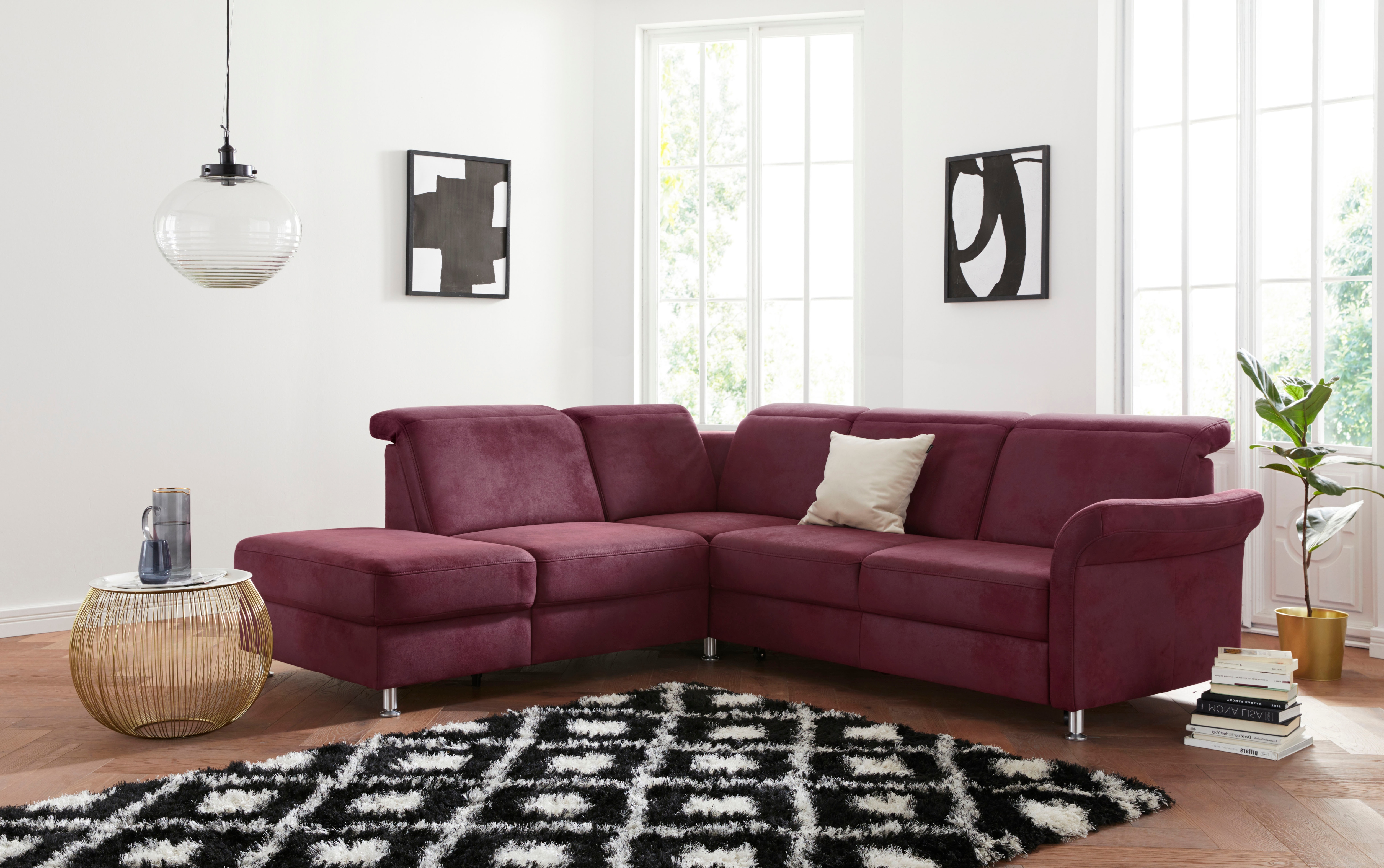 sit&more Ecksofa "Darwin L-Form" inklusive Federkern, wahlweise mit Kopfteilverstellung, Schlaffunktion