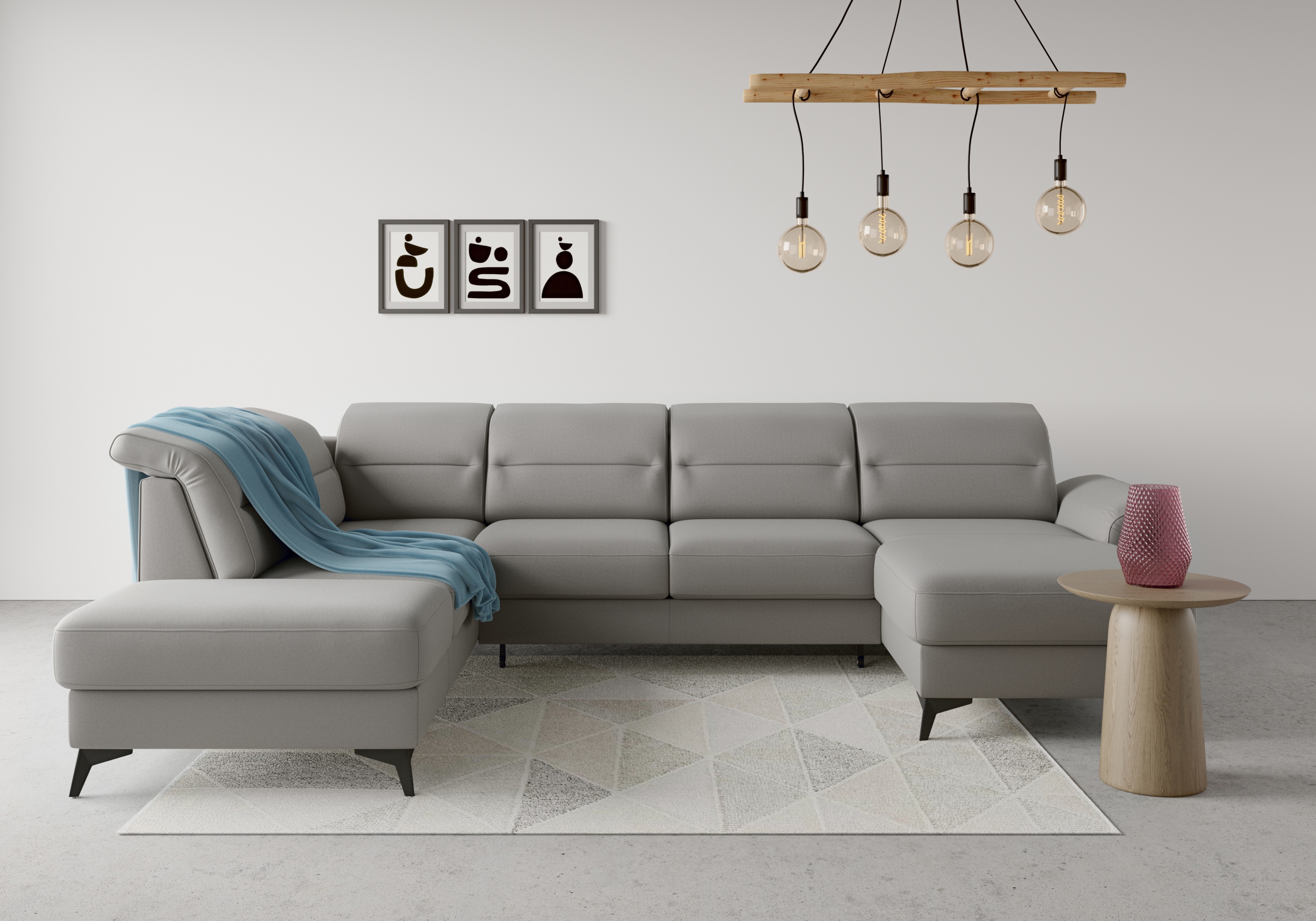 sit&more Wohnlandschaft "Sinatra U-Form" optional mit Kopfteilverstellung und Armteilfunktion, Metallfüße