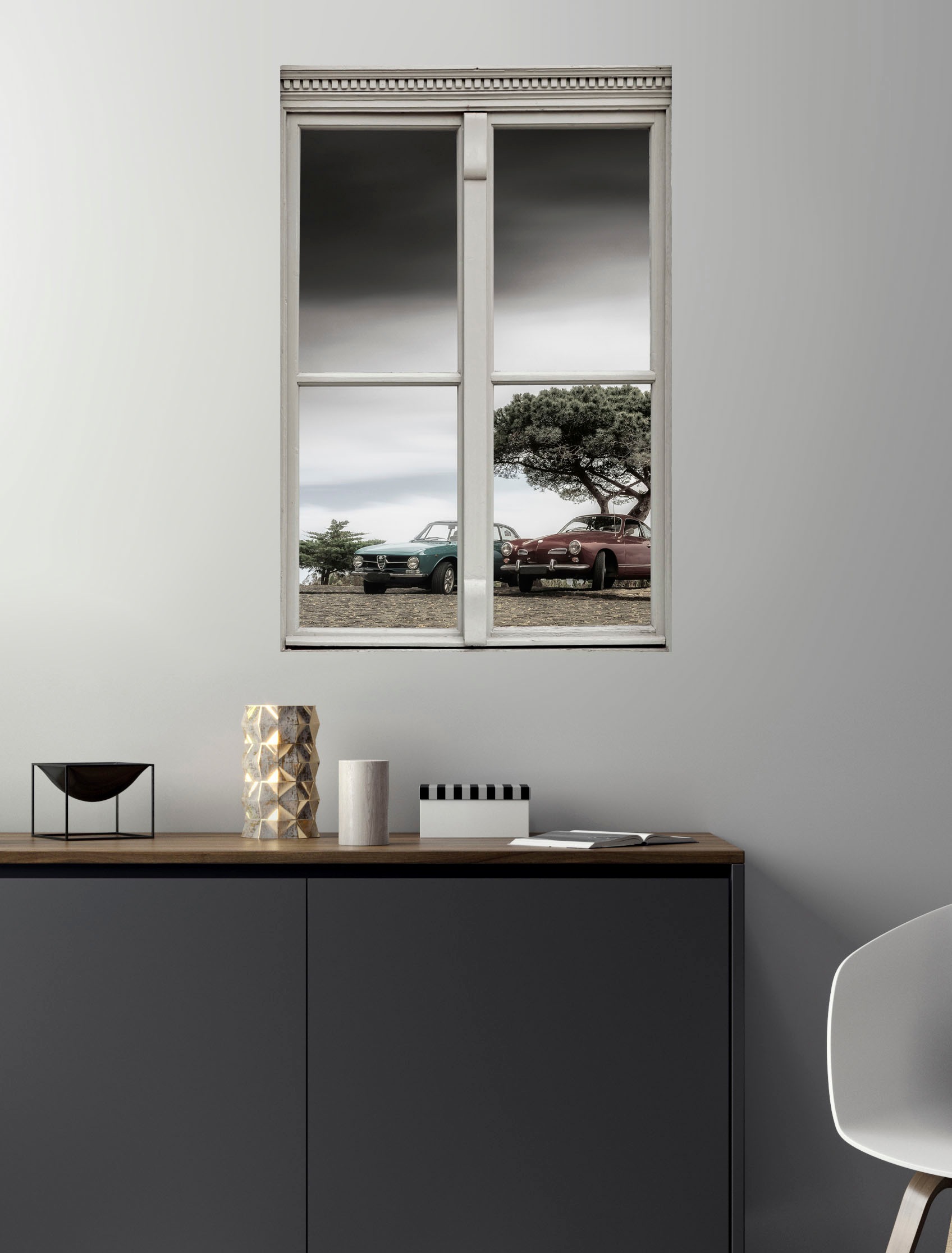 queence Wandsticker »Autos«, Wandsticker, Wandbild, selbstklebend, 3D, Fenster