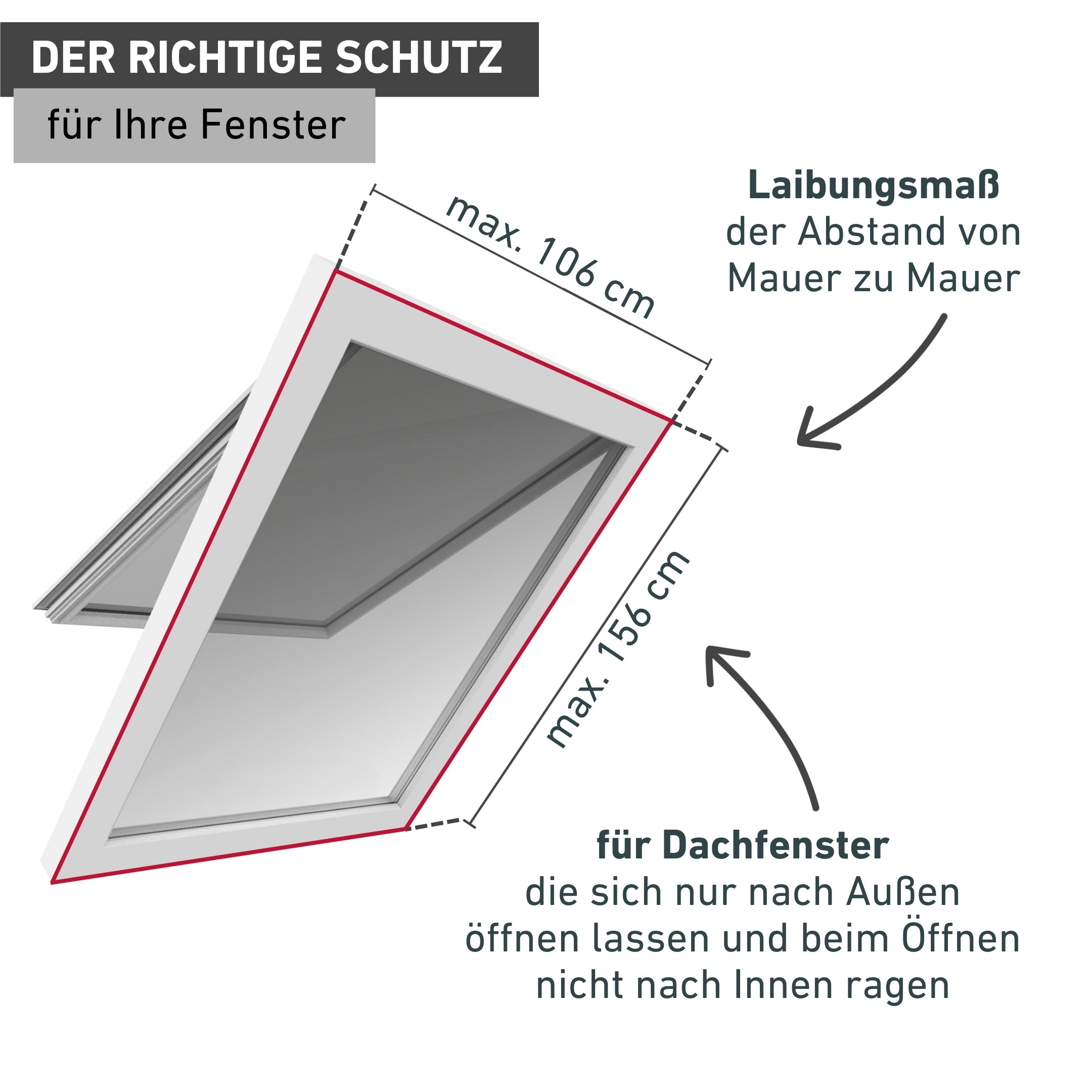 Windhager Insektenschutz-Fensterrahmen »Expert, Insekten- und Sonnenschutz in Plisseeform mit Alurahmen« Insektenschutz für Dachfenster, 110 x 160 cm, weiß