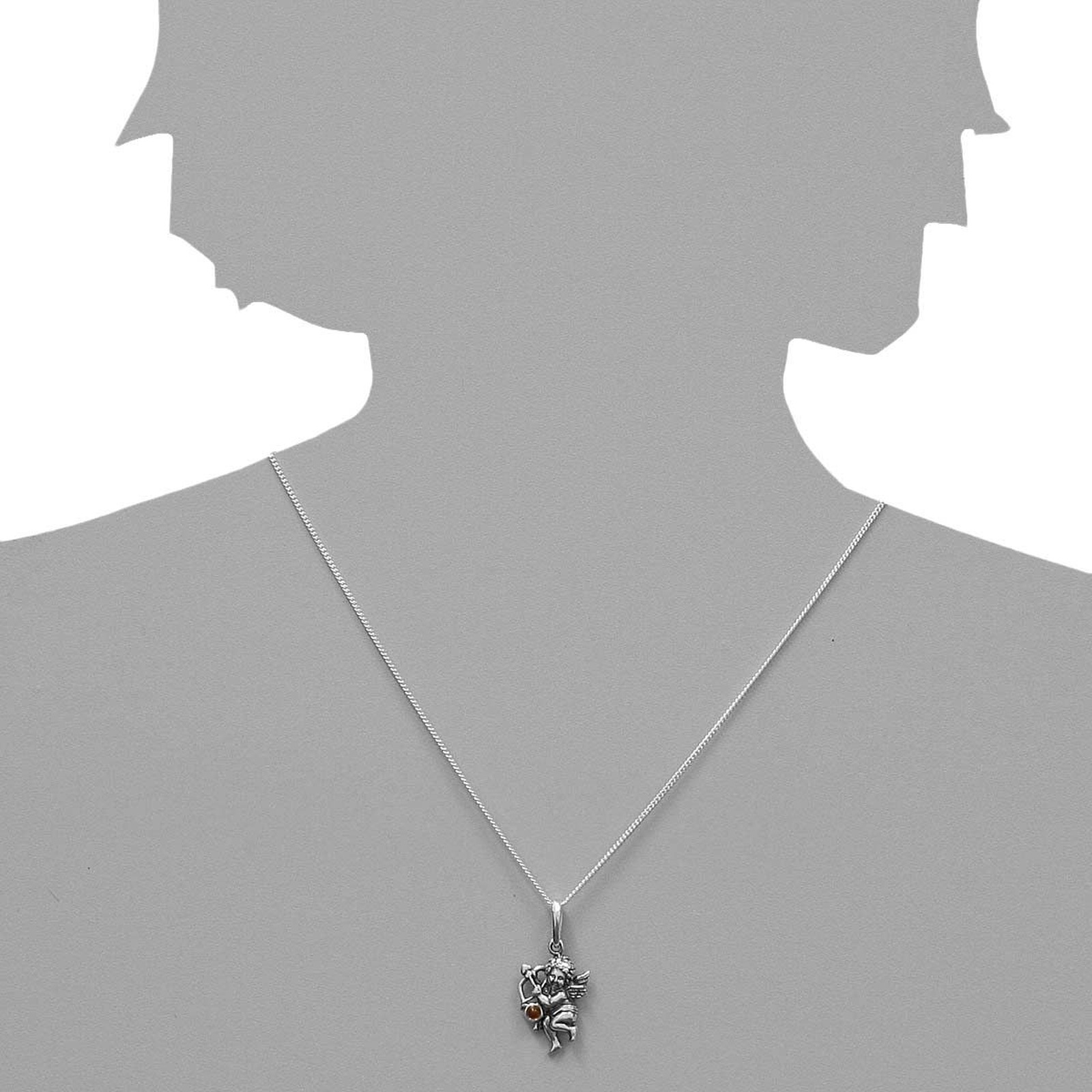 Kettenanhänger OSTSEE-SCHMUCK "Ostsee-Schmuck Anhänger Engel Amor Anhänger Engel Amor", weiß, Schmuckanhänger, Damen, 33 x 17mm, Silber 925 (Sterlingsilber), 3,4 g, Kettenanhänger 2