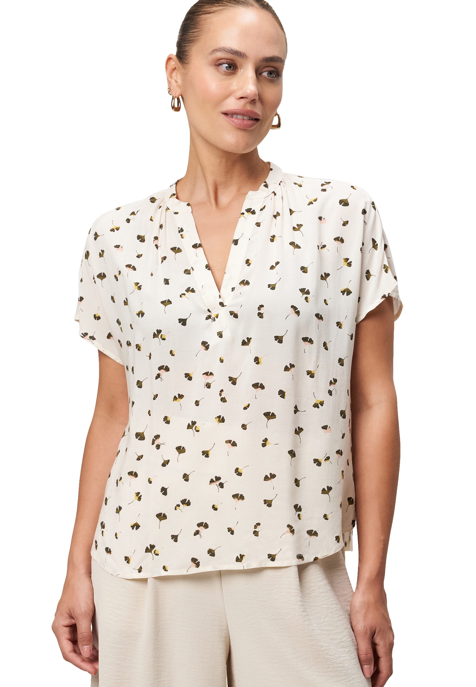 Zero Klassische Bluse "zero Bluse mit Blätterdruck" günstig online kaufen