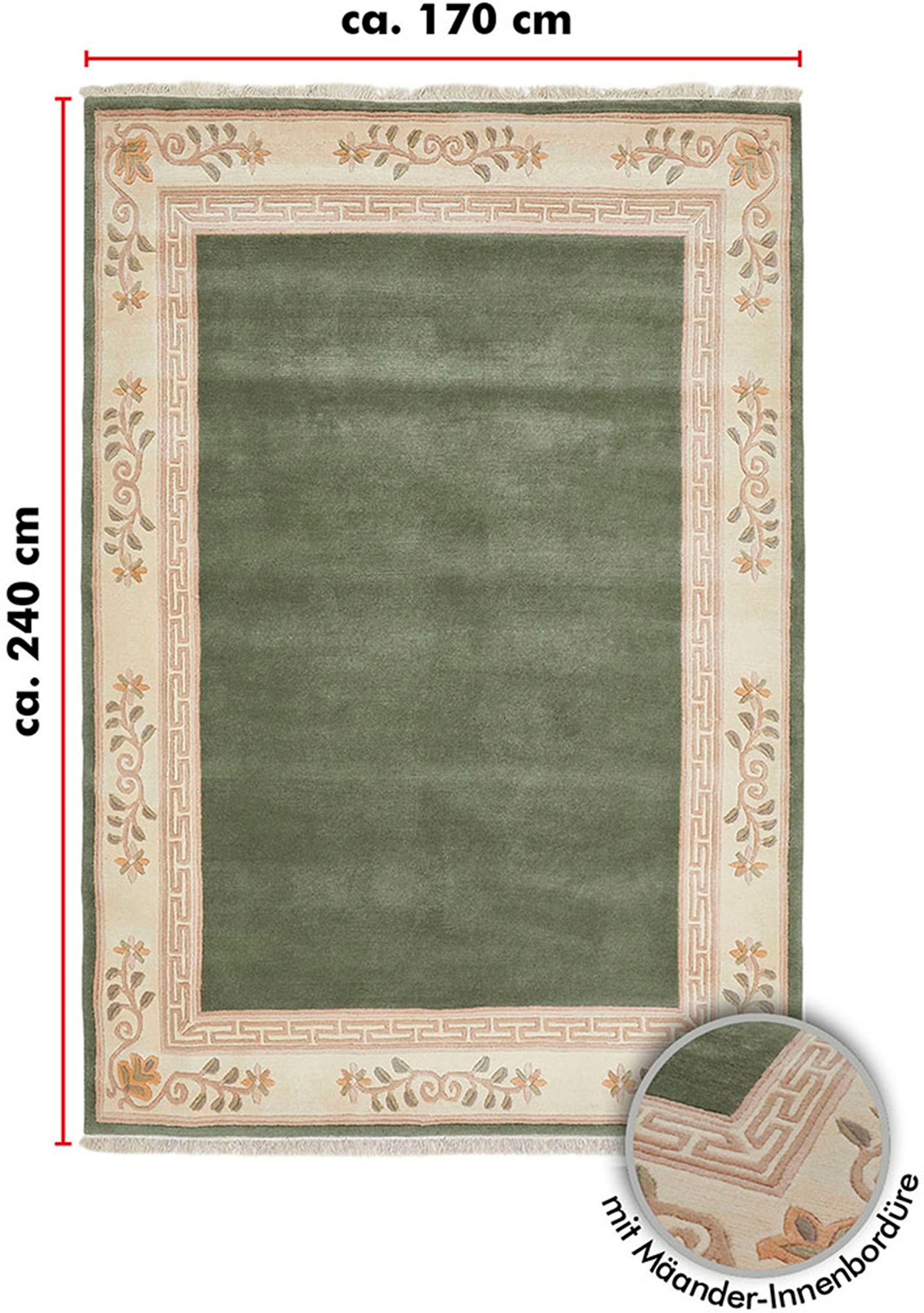 LUXOR living Wollteppich »Adour«, rechteckig, 18 mm Höhe, reine Wolle, handgeknüpft, mit Bordüre und Fransen, Wohnzimmer
