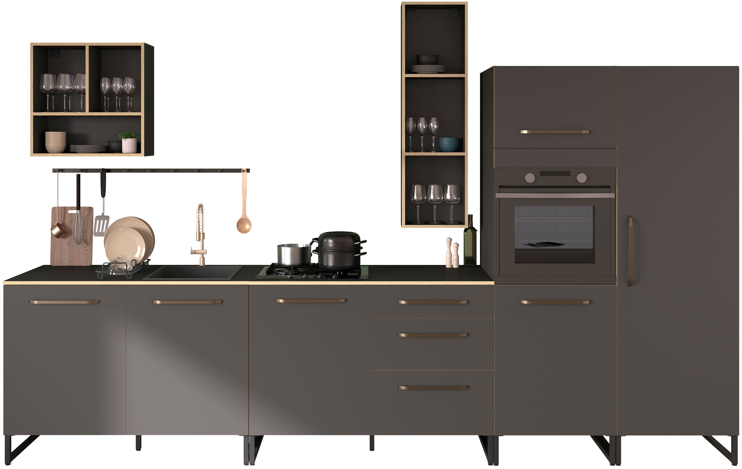 Parisot Küchenzeile "Parisot Wave 2, Breite 360 cm" Set, 6 Teilig, melaminb günstig online kaufen