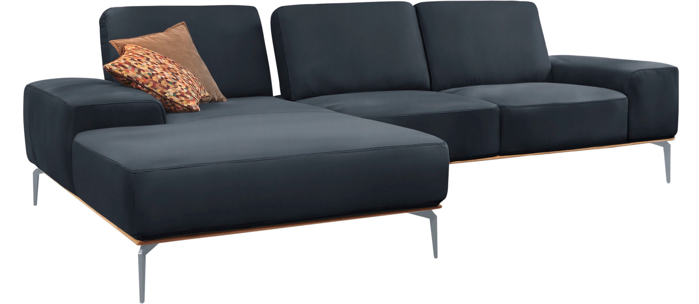 W.SCHILLIG Ecksofa »run, Designsofa mit tollem Sitzkomfort, bequem, L-Form«, mit elegantem Holzsockel, Füße in Silber matt, Breite 299 cm