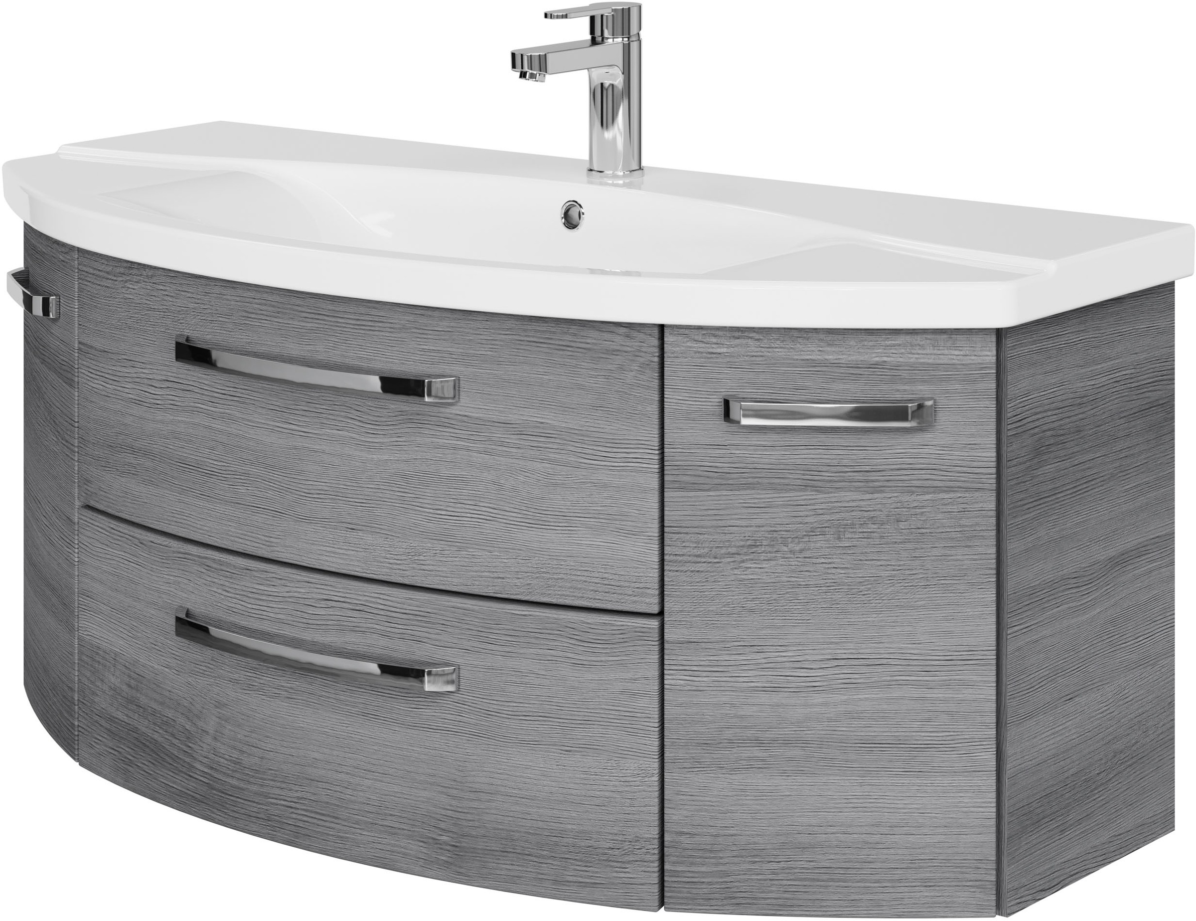 Saphir Badmöbel-Set »Serie 4010 5-teilig Keramik-Waschtisch mit LED-Spiegelschrank«, (Set), Bad Set mit Unterschrank, Hängeschrank, Midischrank, inkl. Türdämpfer