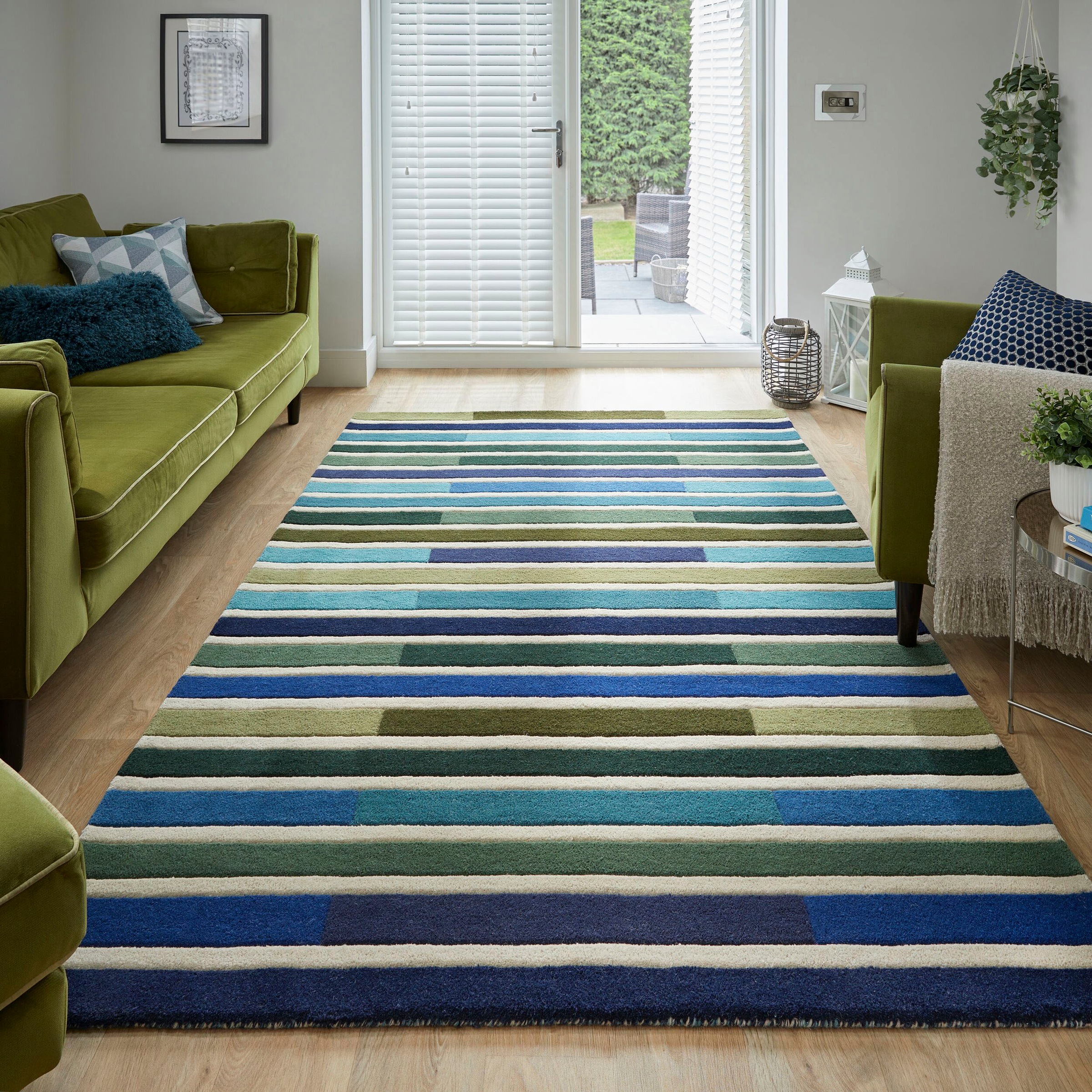 FLAIR RUGS Wollteppich "Piano", rechteckig, 10 mm Höhe, gestreift, rechteckig