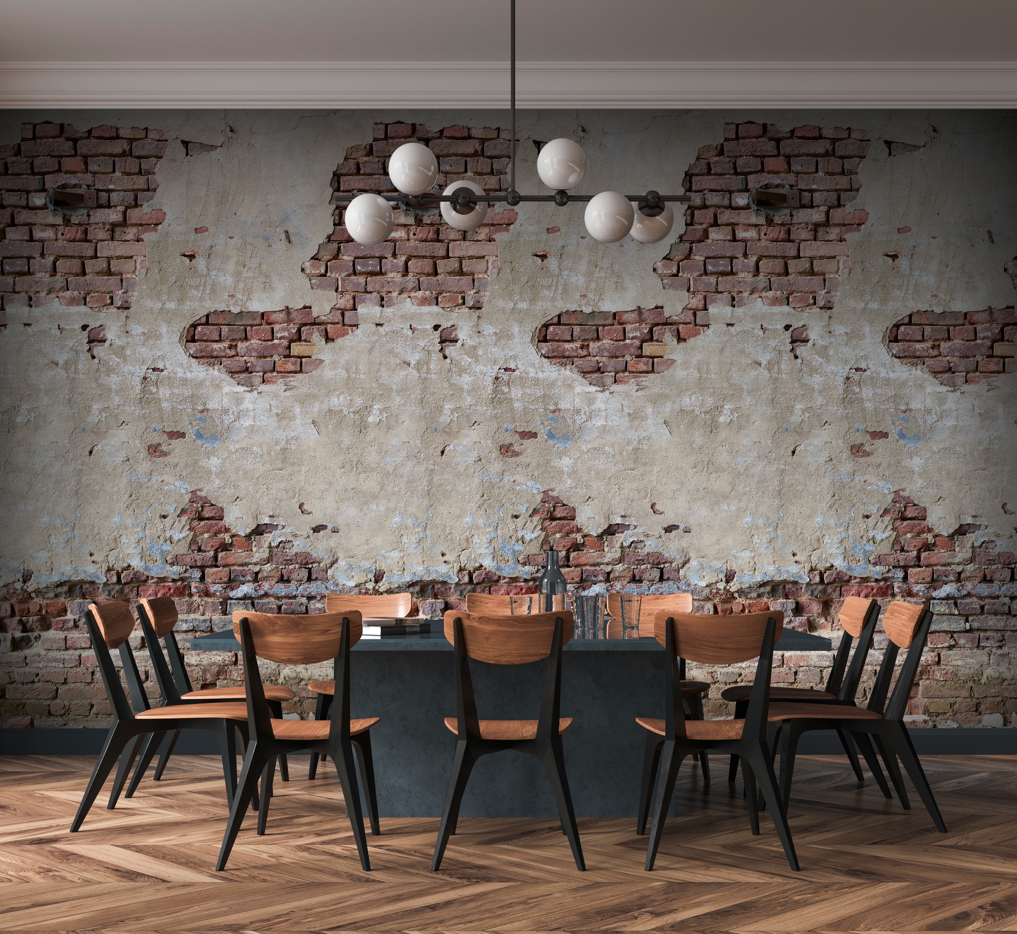 Living Walls Fototapete "Steinwand Fototapete" Matt Glatt Tapete Steinoptik Stein-Tapete Loft Industrial Used Look